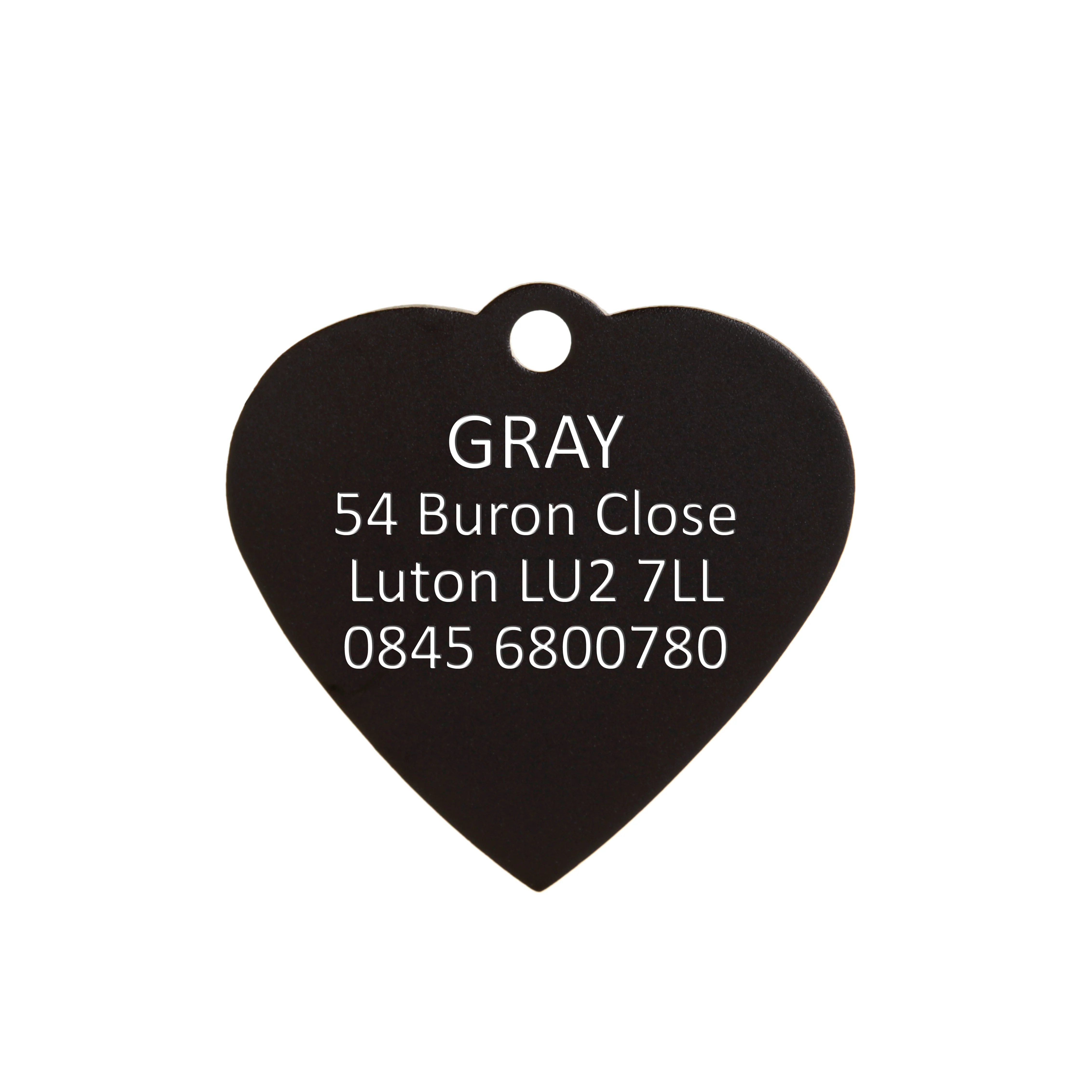 Aluminium Black Heart Pet Tag - Image 3