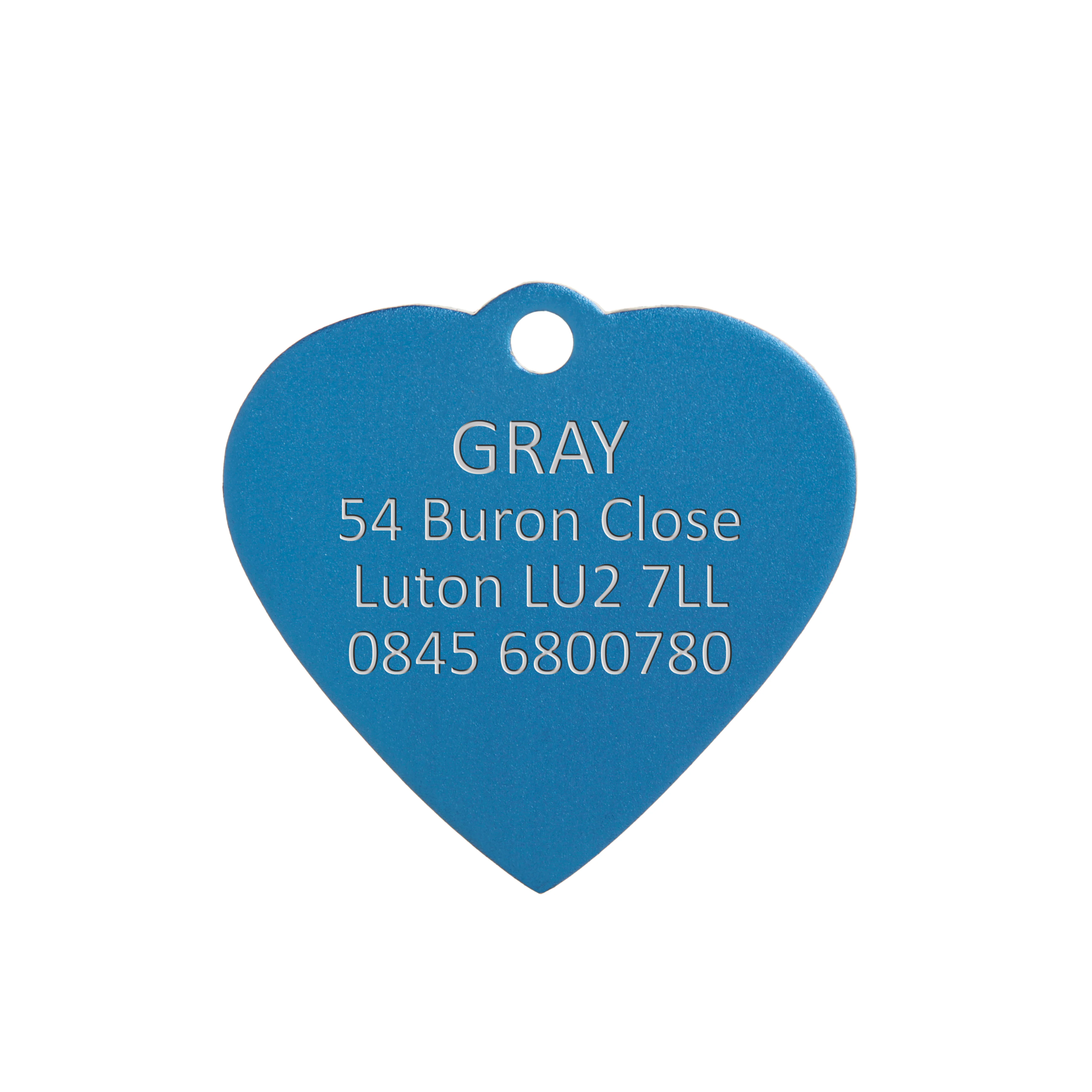 Aluminium Blue Heart Pet Tag - Image 3