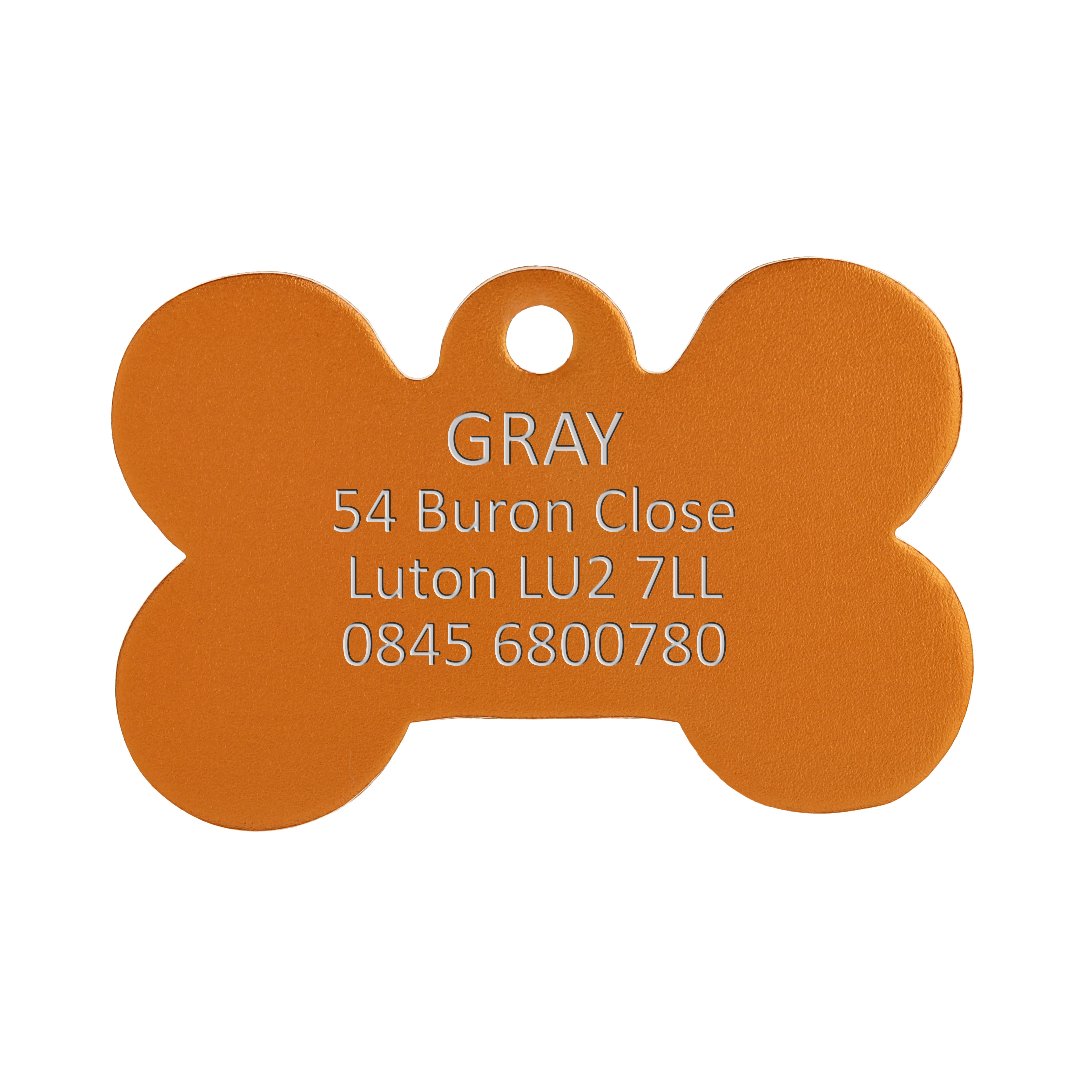Aluminium Orange Bone Pet ID Tag - Image 3