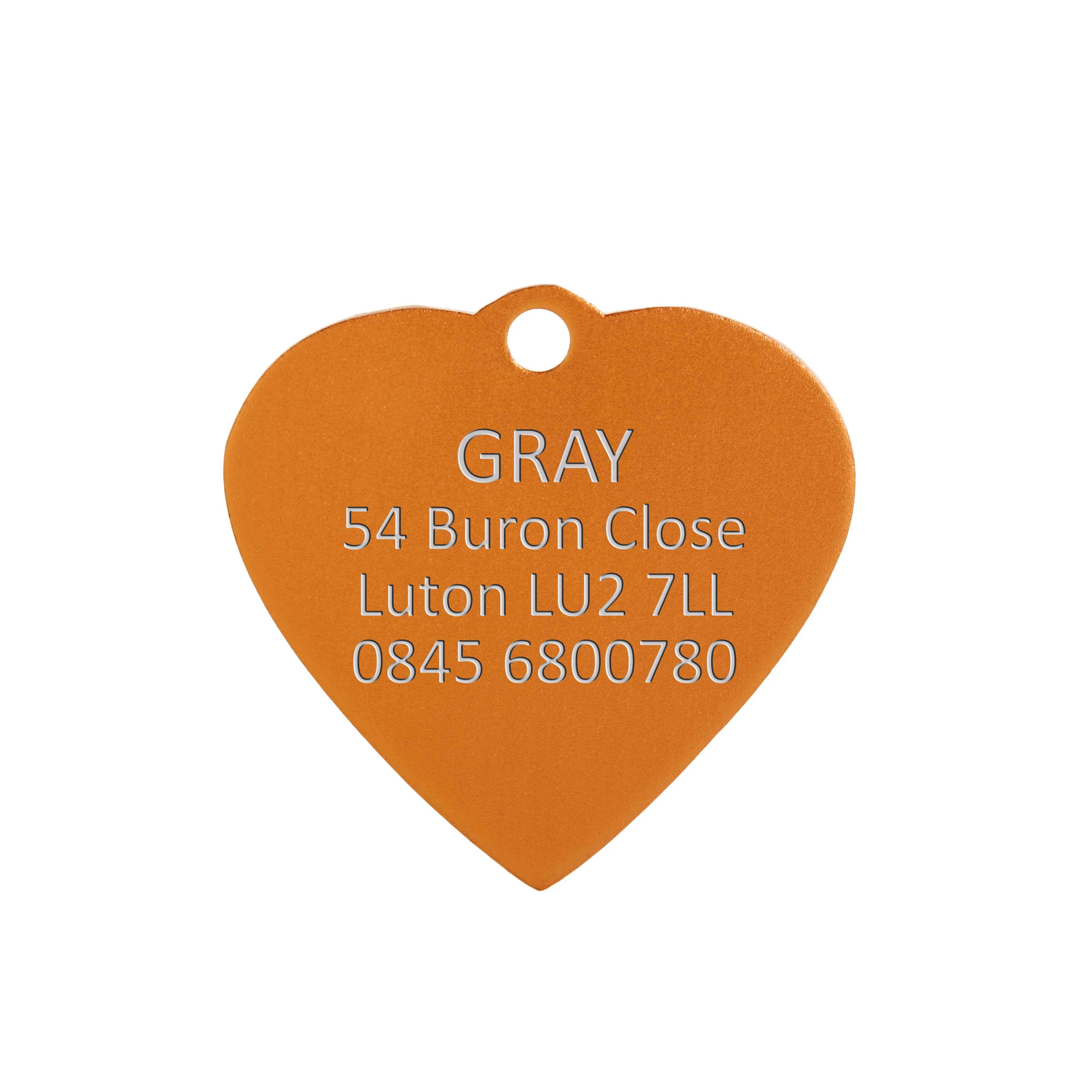 Aluminium Orange Heart Pet Tag - Image 3