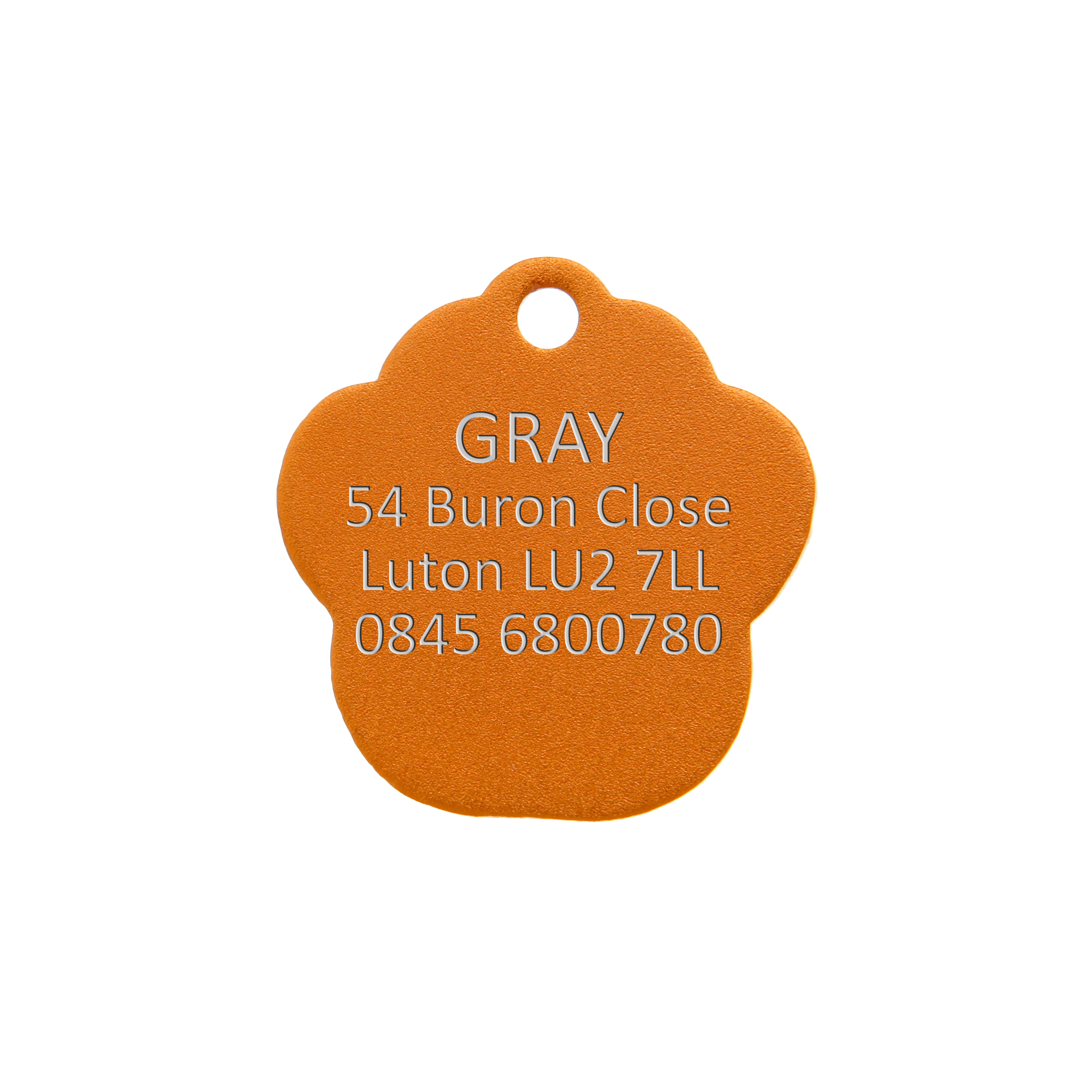 Orange Aluminium Paw Pet Tag - Image 3