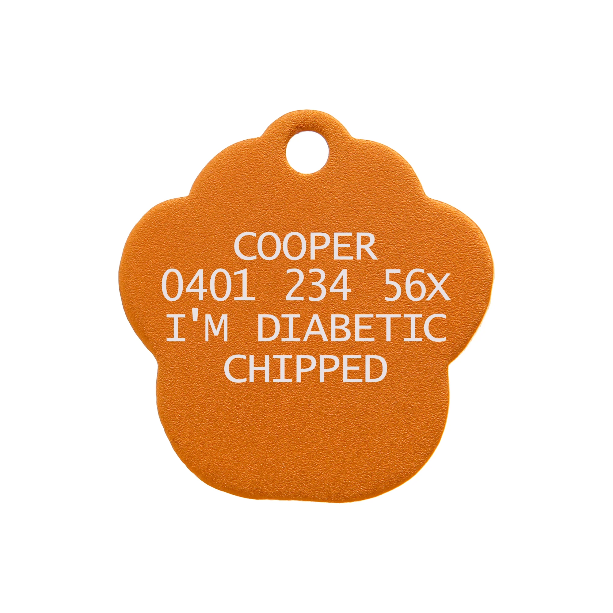 Orange Aluminium Paw Pet Tag - Image 4
