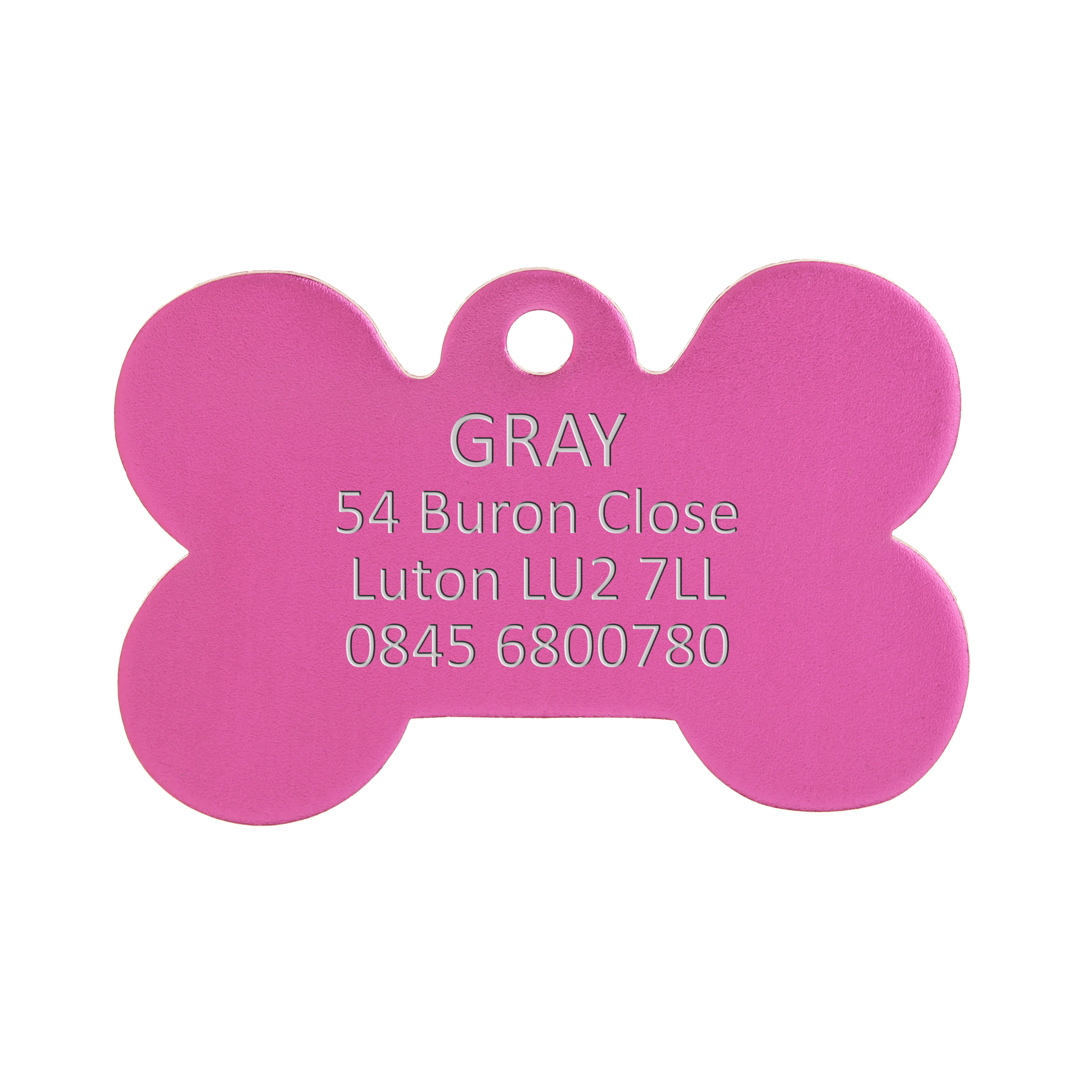Aluminium Pink Bone Pet ID Tag - Image 3