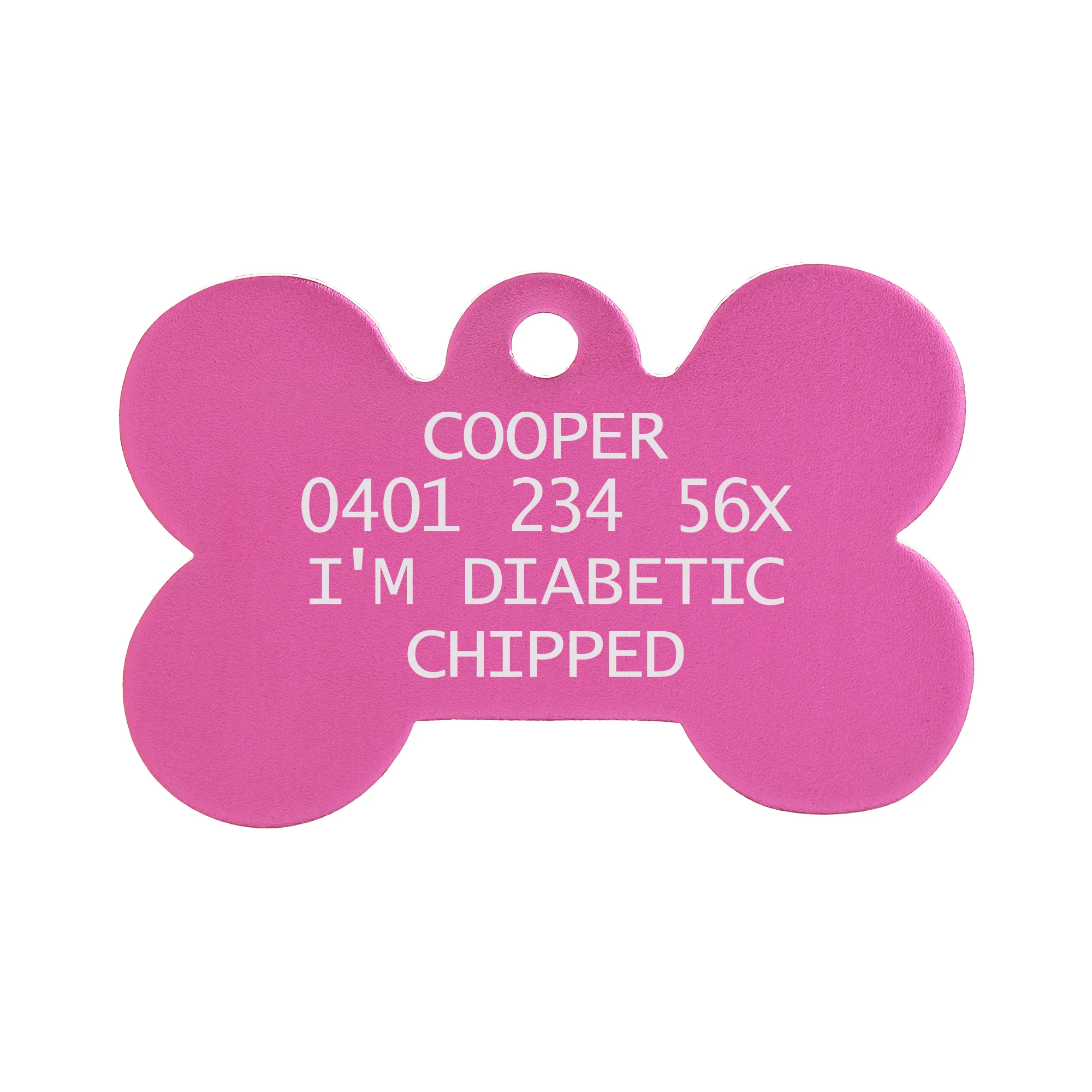 Aluminium Pink Bone Pet ID Tag - Image 4