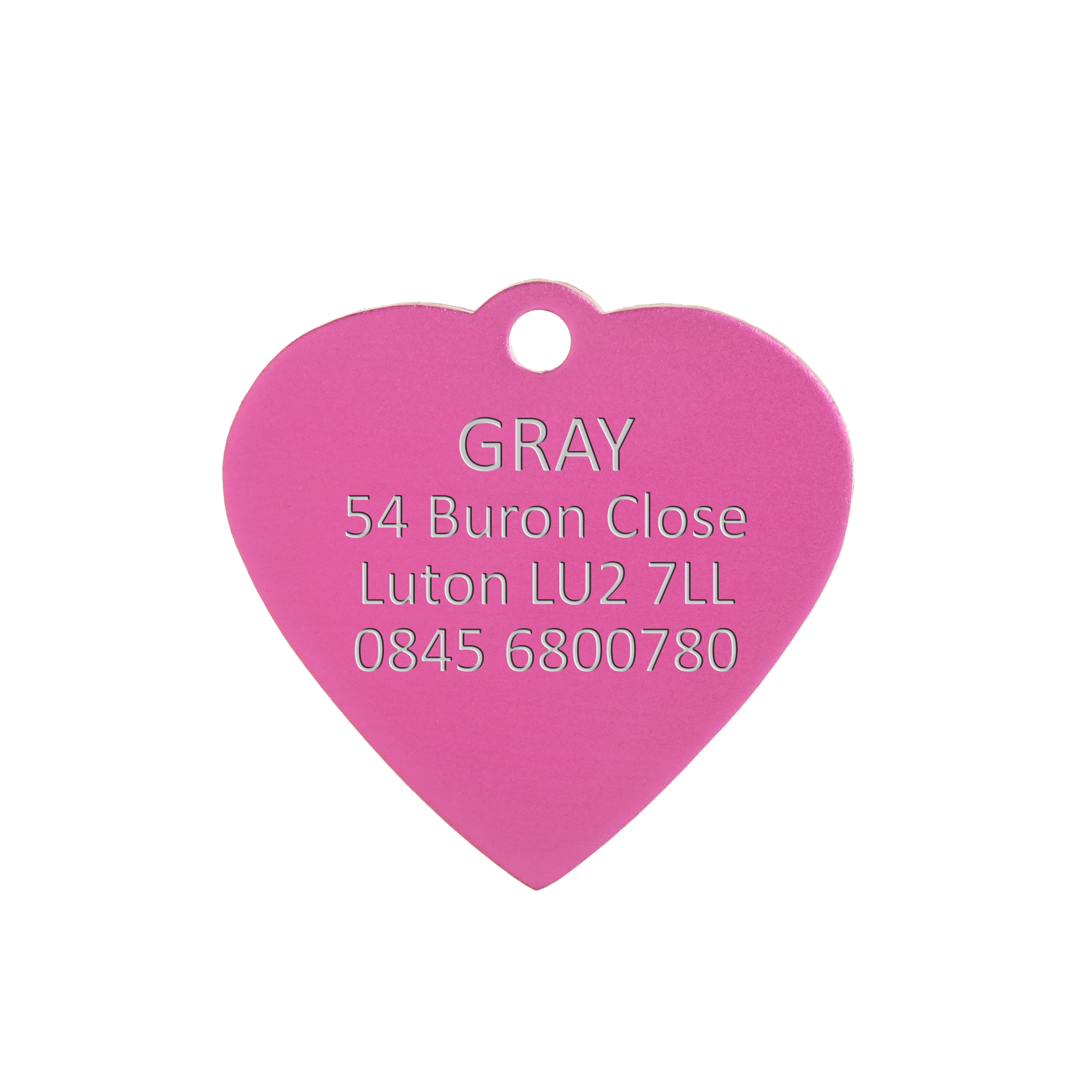 Aluminium Pink Heart Pet Tag - Image 3