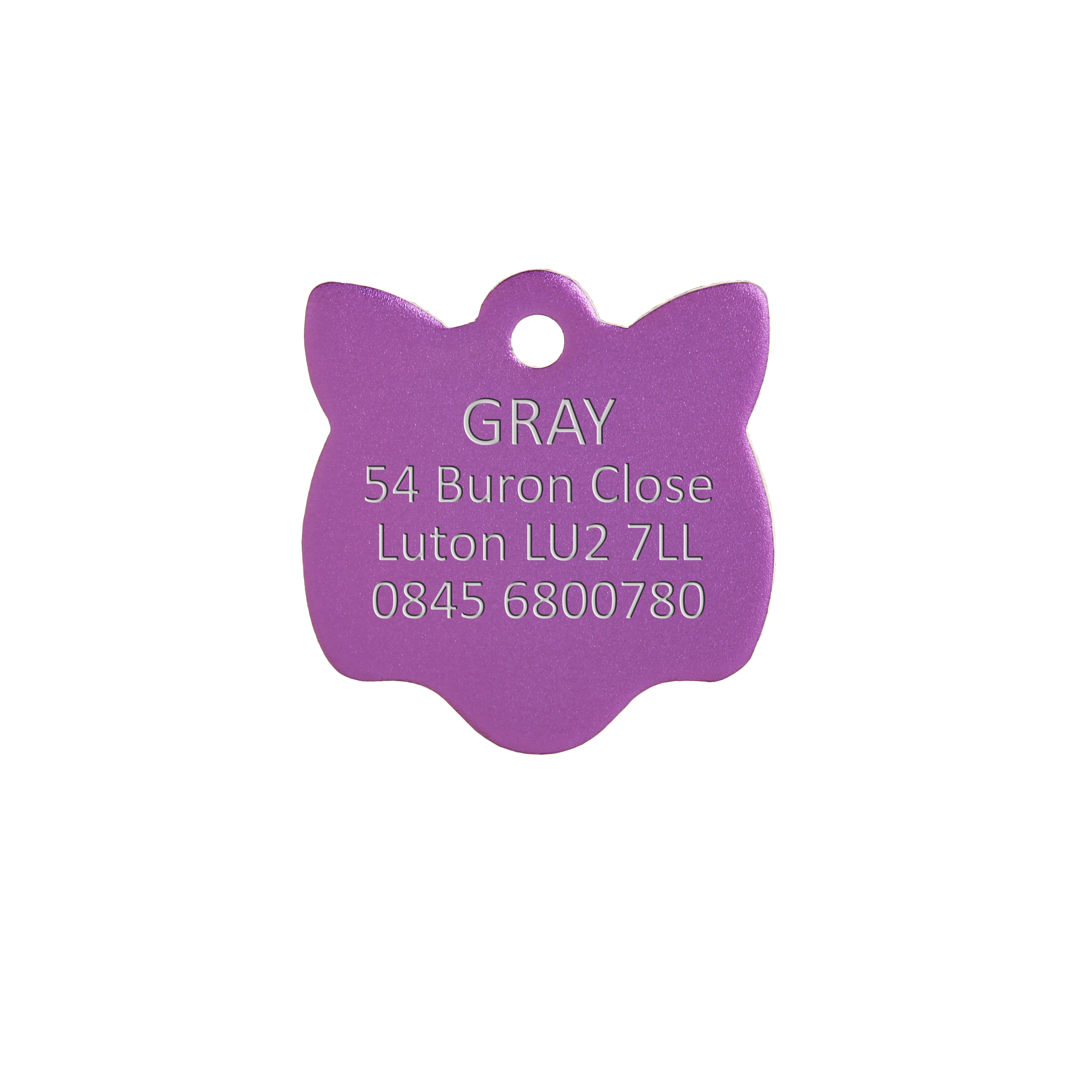 Aluminium Purple Cat Pet Tag - Image 2
