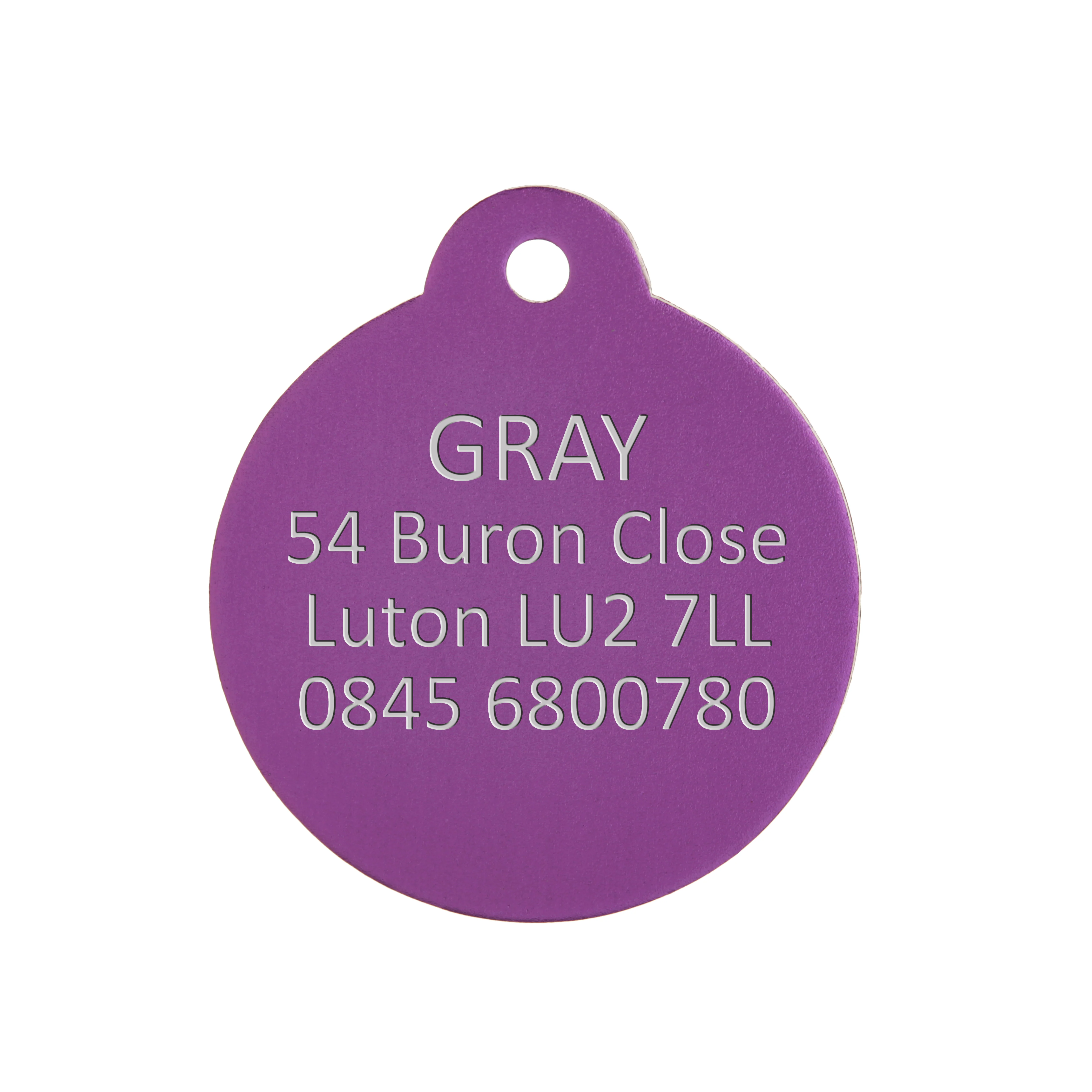 Aluminium Purple Disc Pet Tag - Image 3