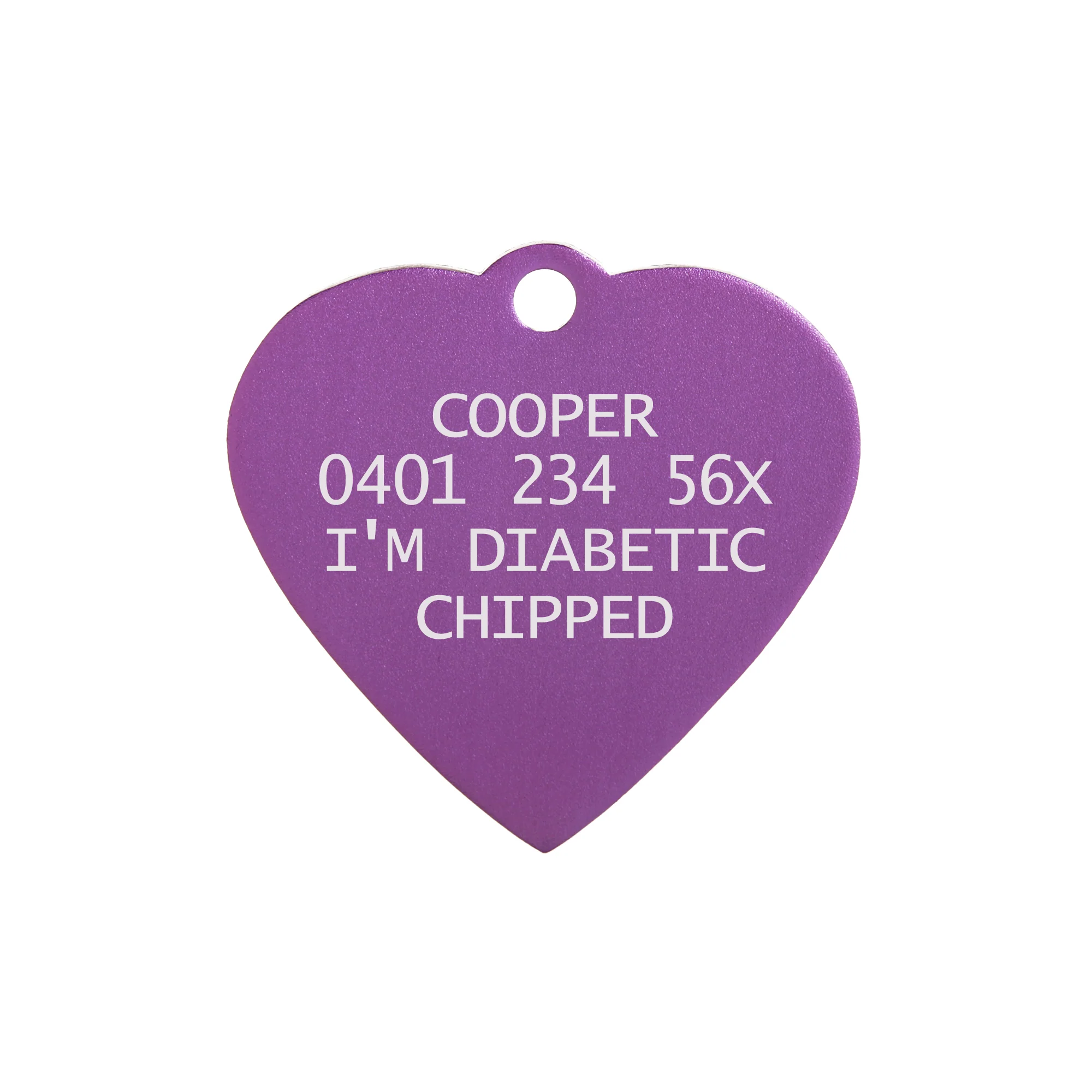 Aluminium Purple Heart Pet Tag - Image 4