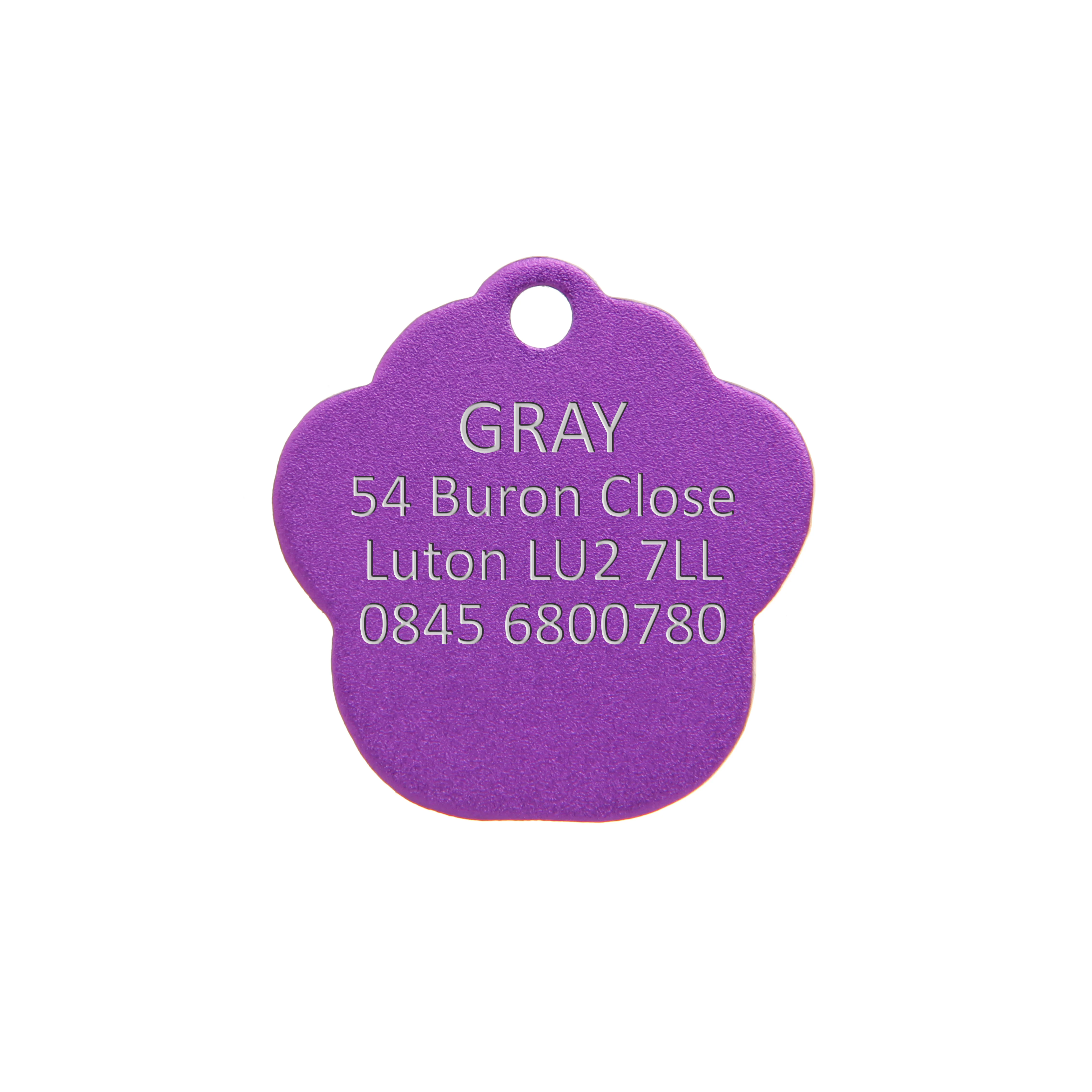 Purple Aluminium Paw Pet Tag - Image 3