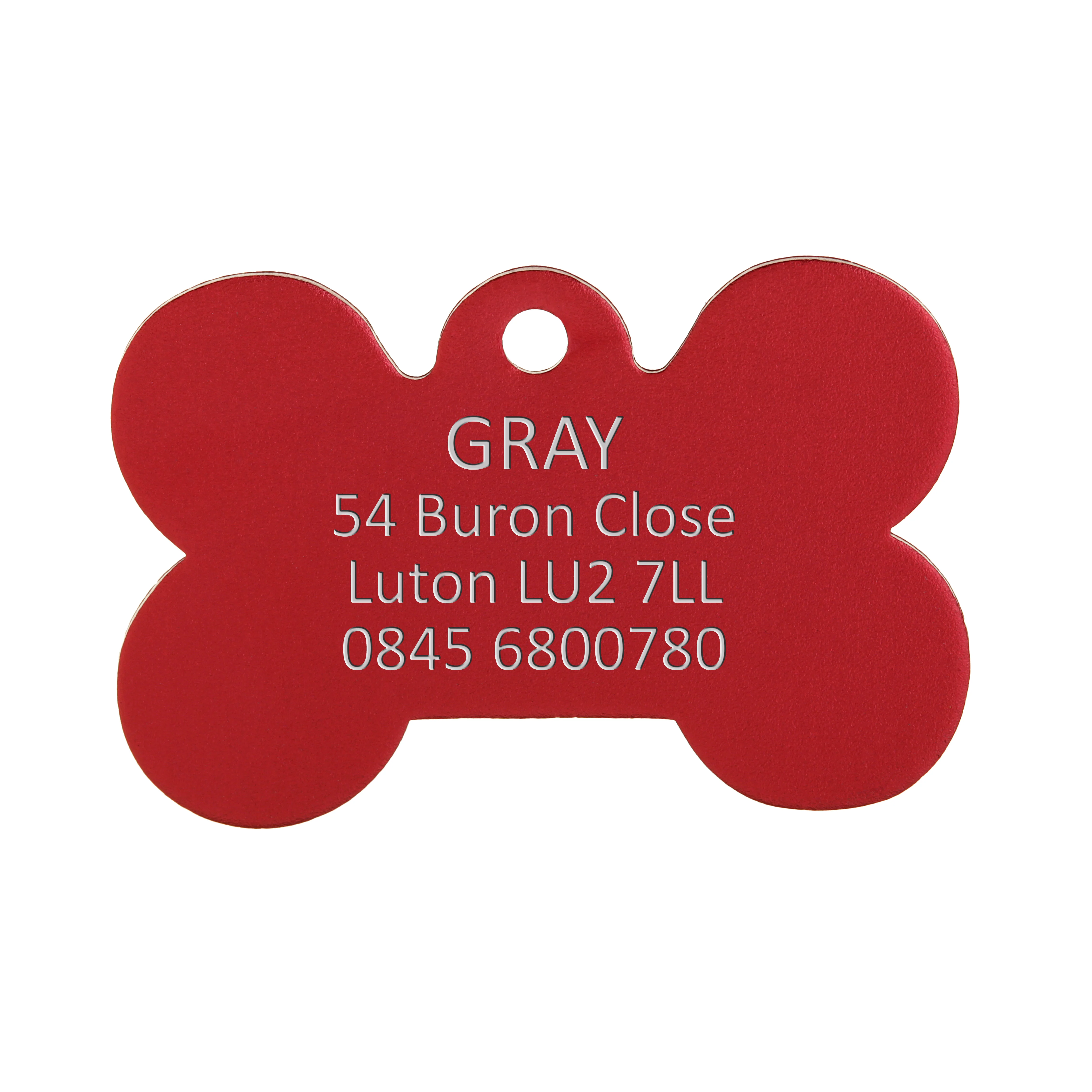 Aluminium Red Bone Pet ID Tag - Image 3