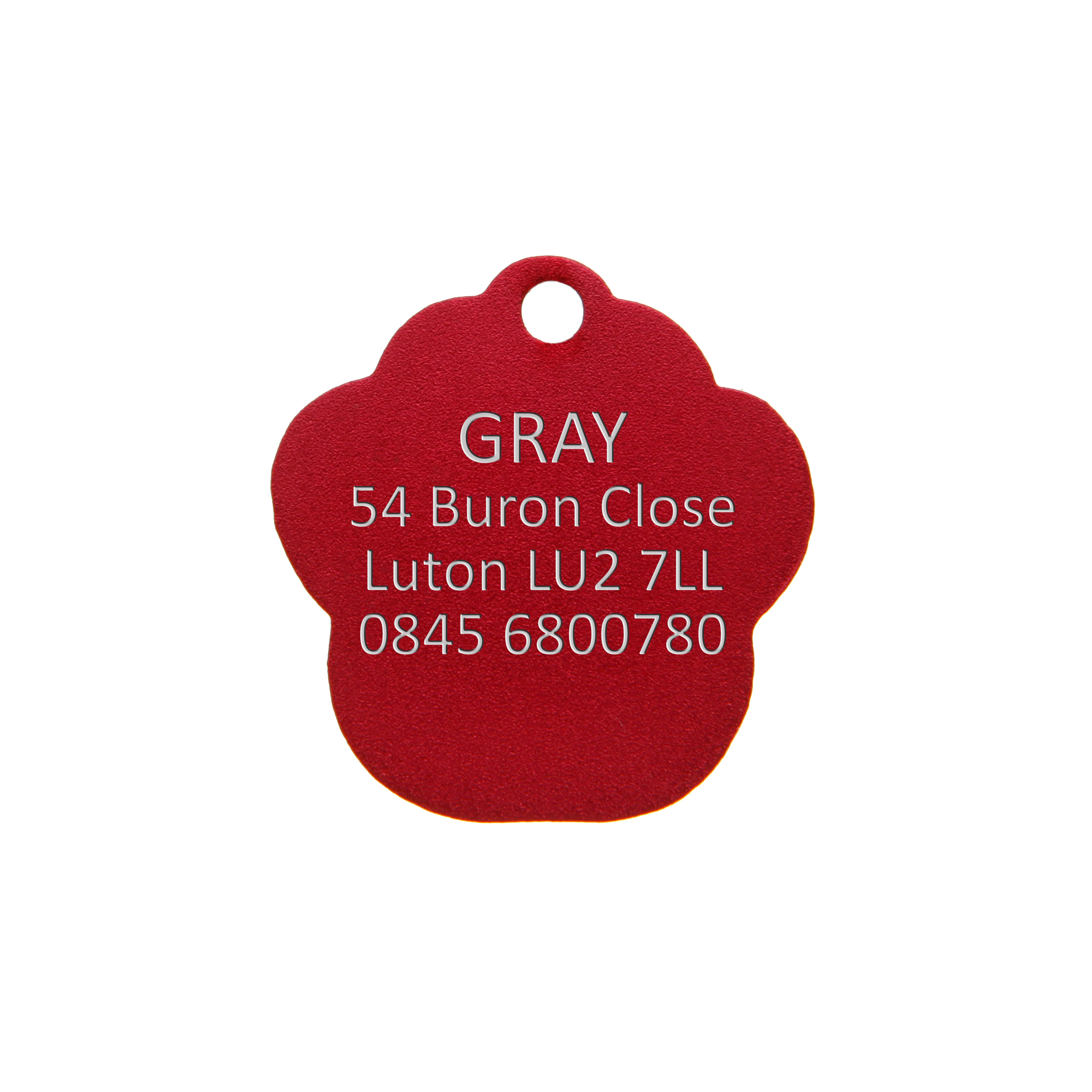 Red Aluminium Paw Pet Tag - Image 3