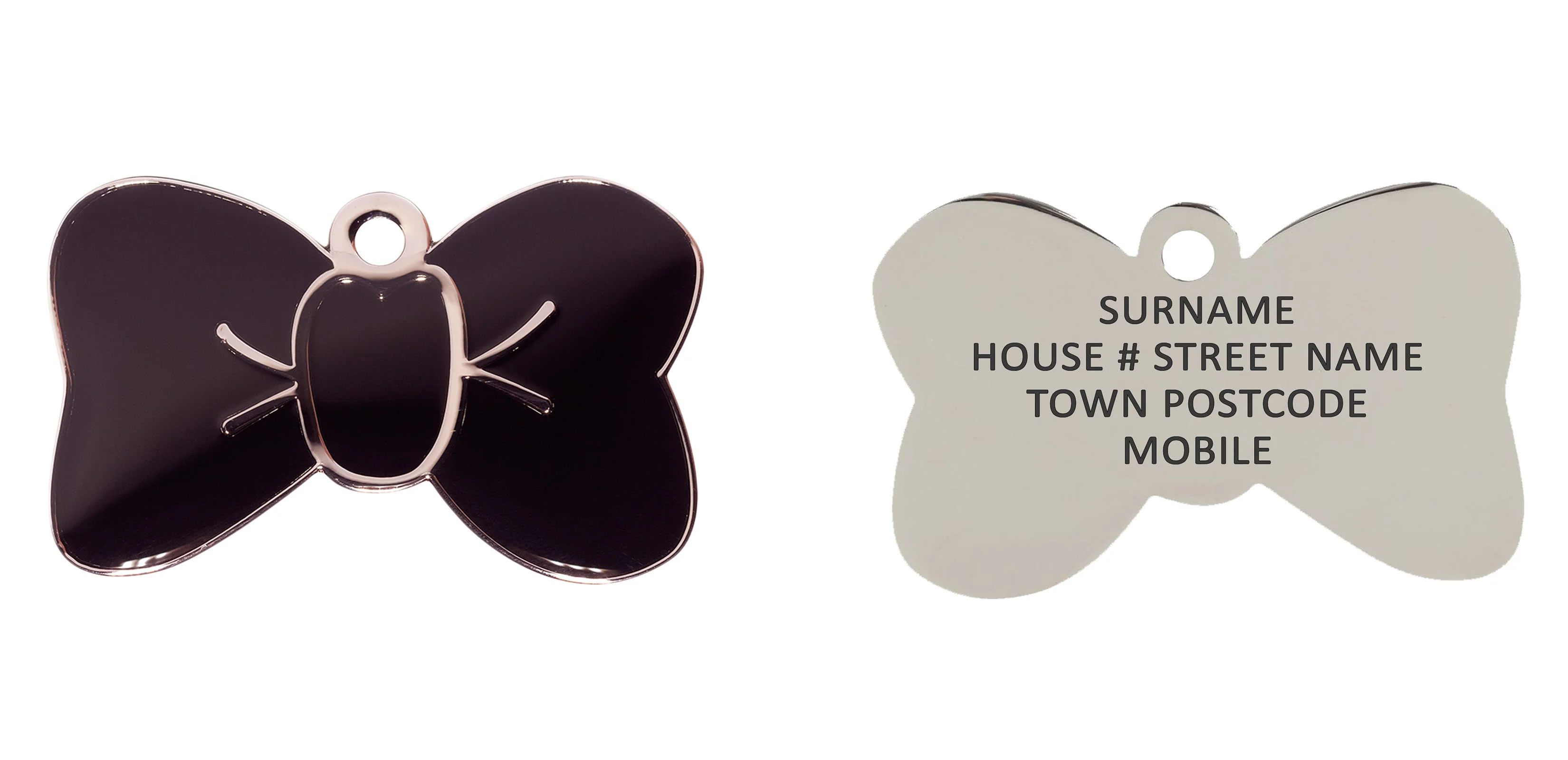 Black Large Bow Tie Pet ID Tag - Image 3