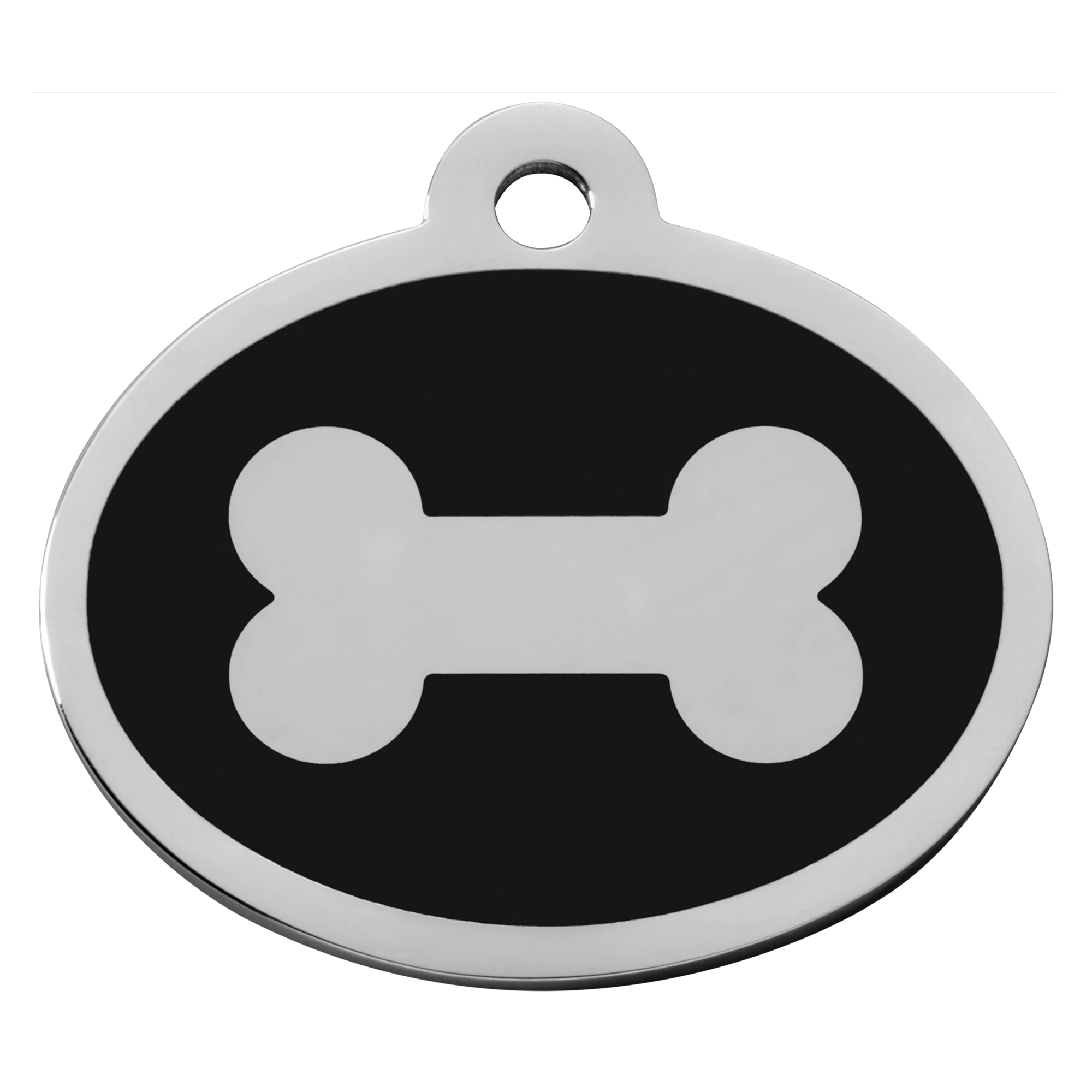 Black Oval Bone Pet Tag