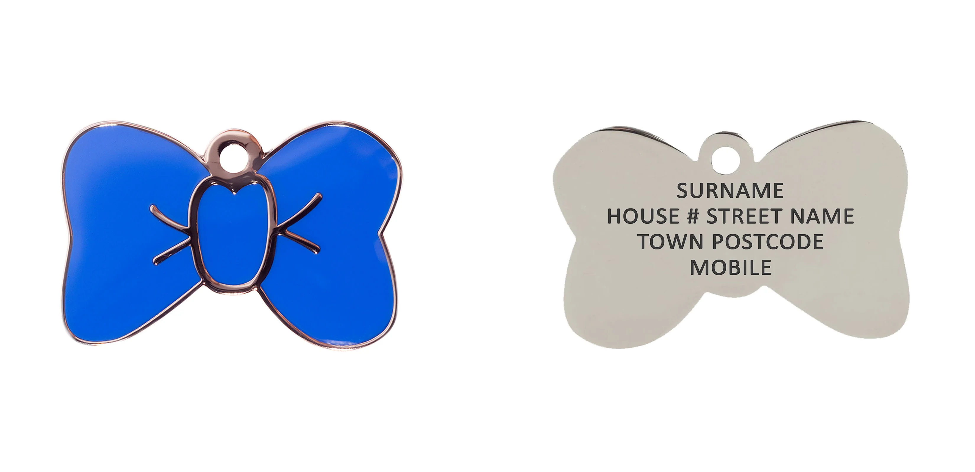Blue Small Bow Tie Pet ID Tag - Image 3