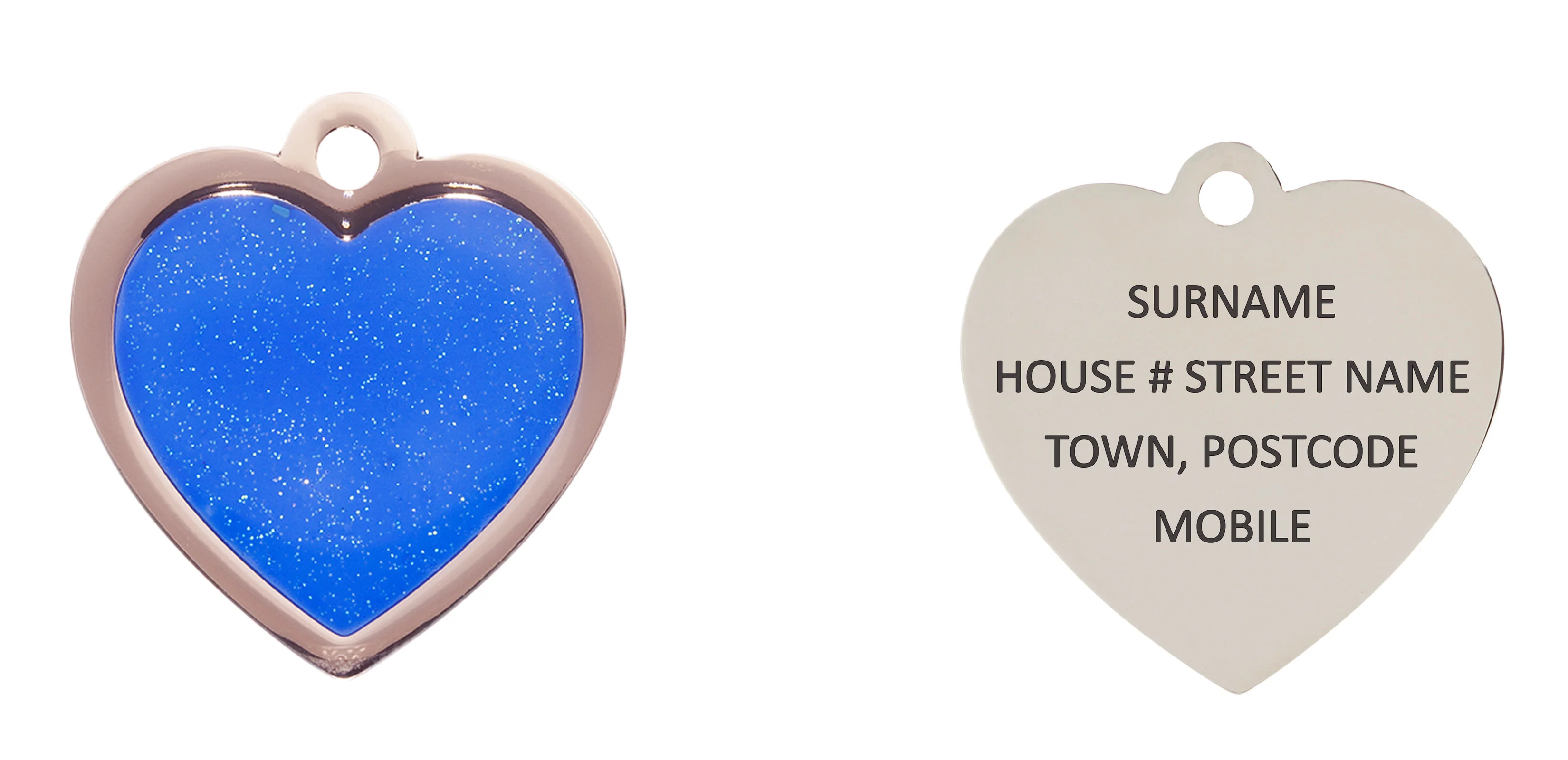 Blue Sparkle Small Heart Pet ID Tag - Image 3
