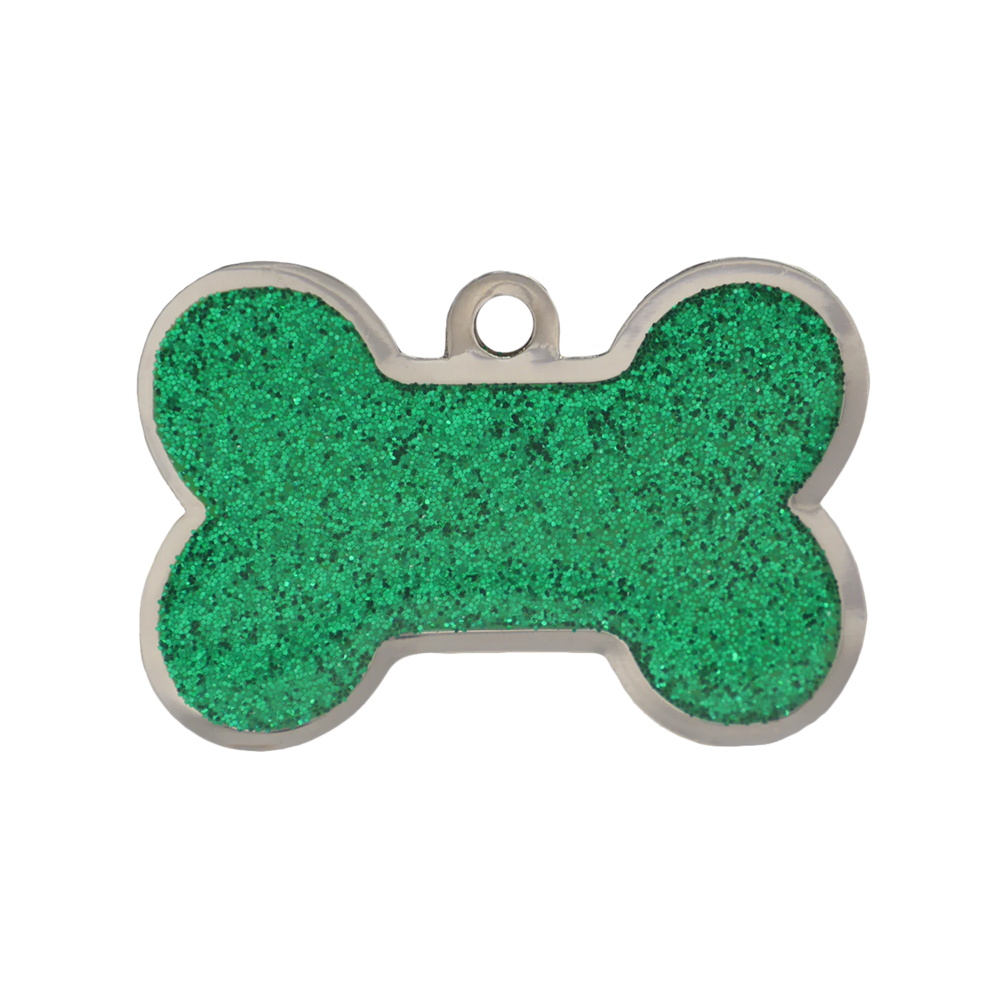 Green Sparkle Large Bone Pet ID Tag