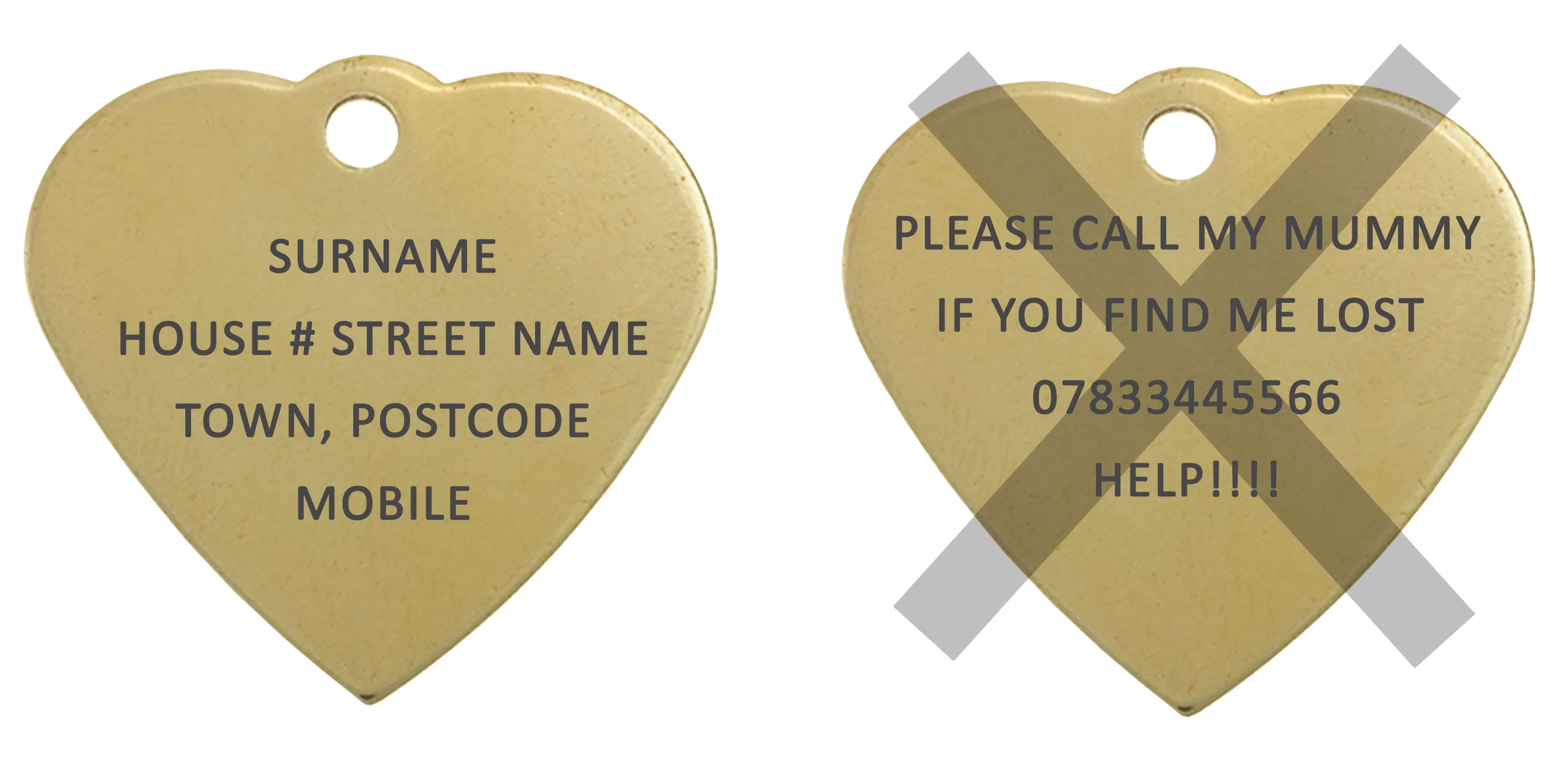 Brass Heart Pet ID Tag - Image 3