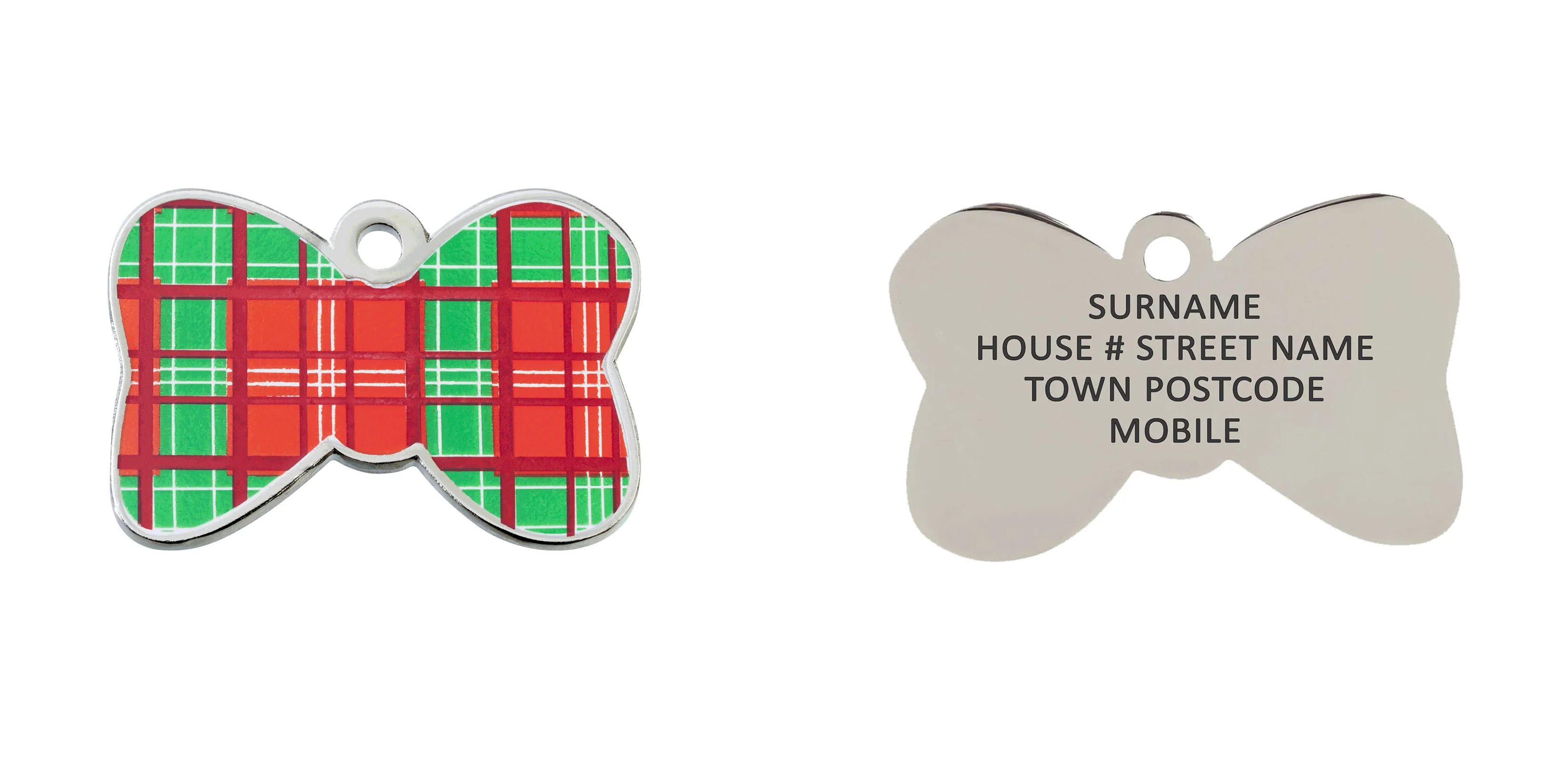 Christmas Tartan Bow Tie Pet ID Tag - Image 3