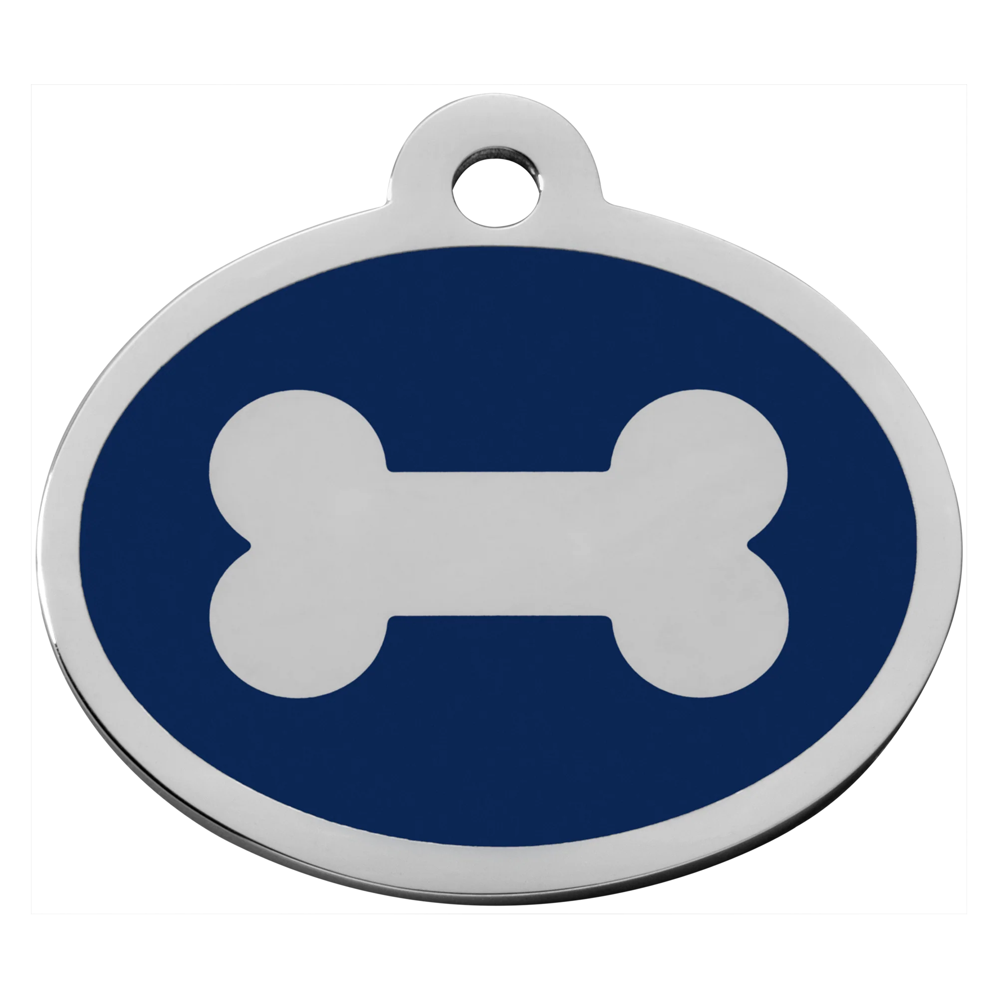 Dark Blue Oval Bone Pet Tag