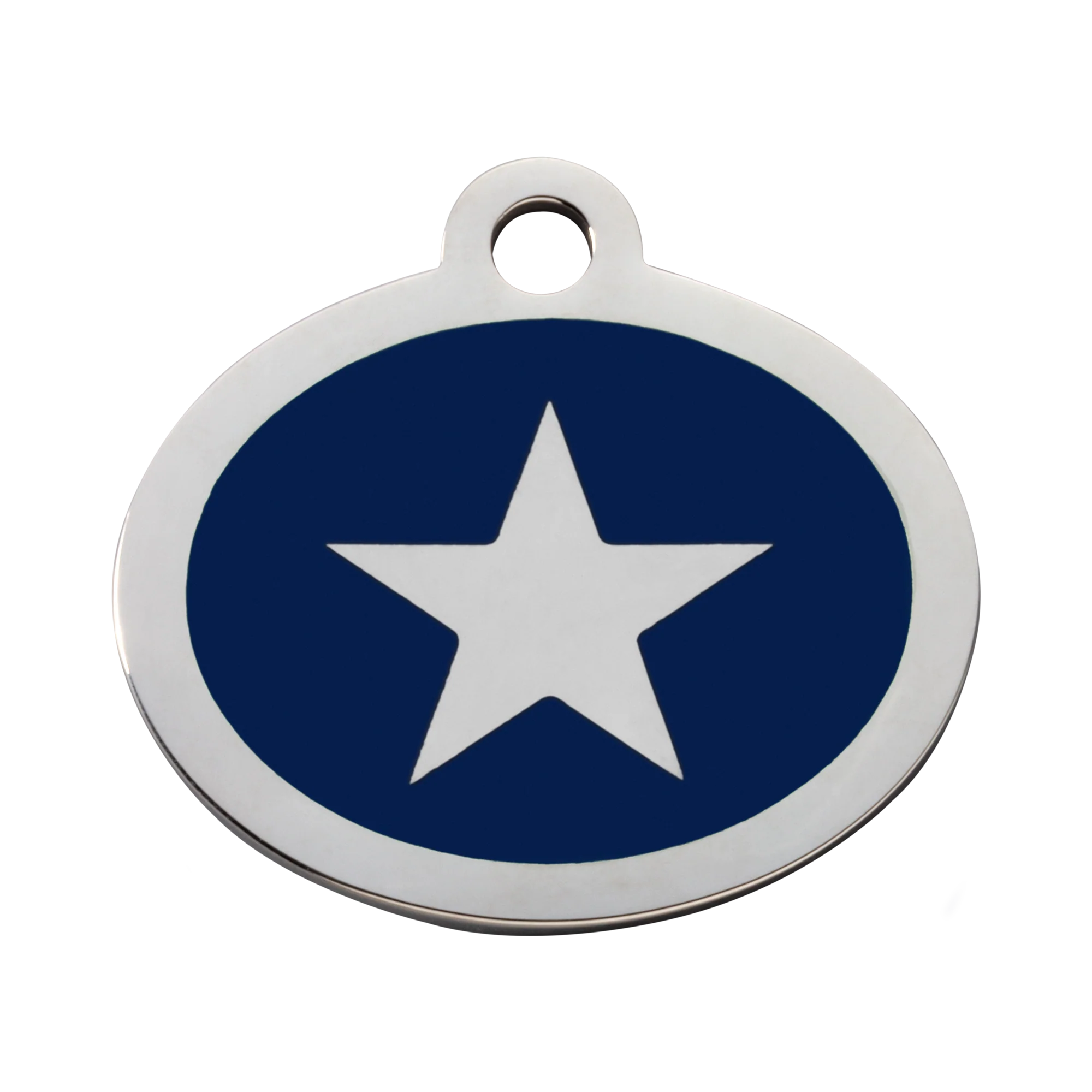Dark Blue Oval Star Pet Tag