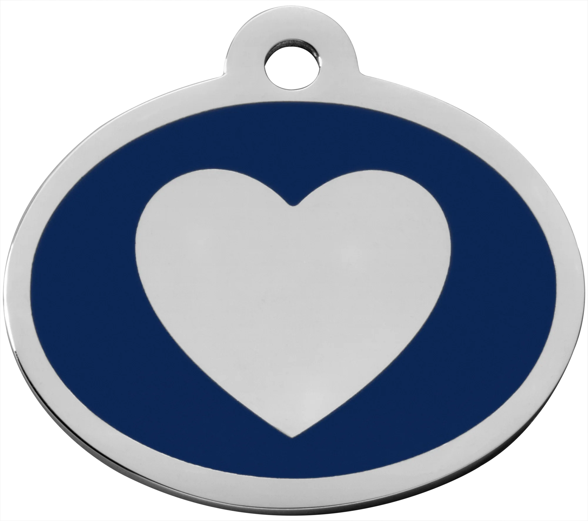 Dark Blue Oval Heart Pet Tag