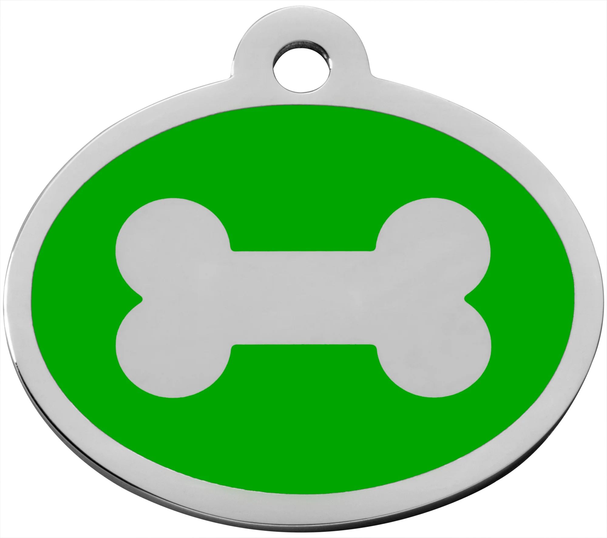 Green Oval Bone Pet Tag
