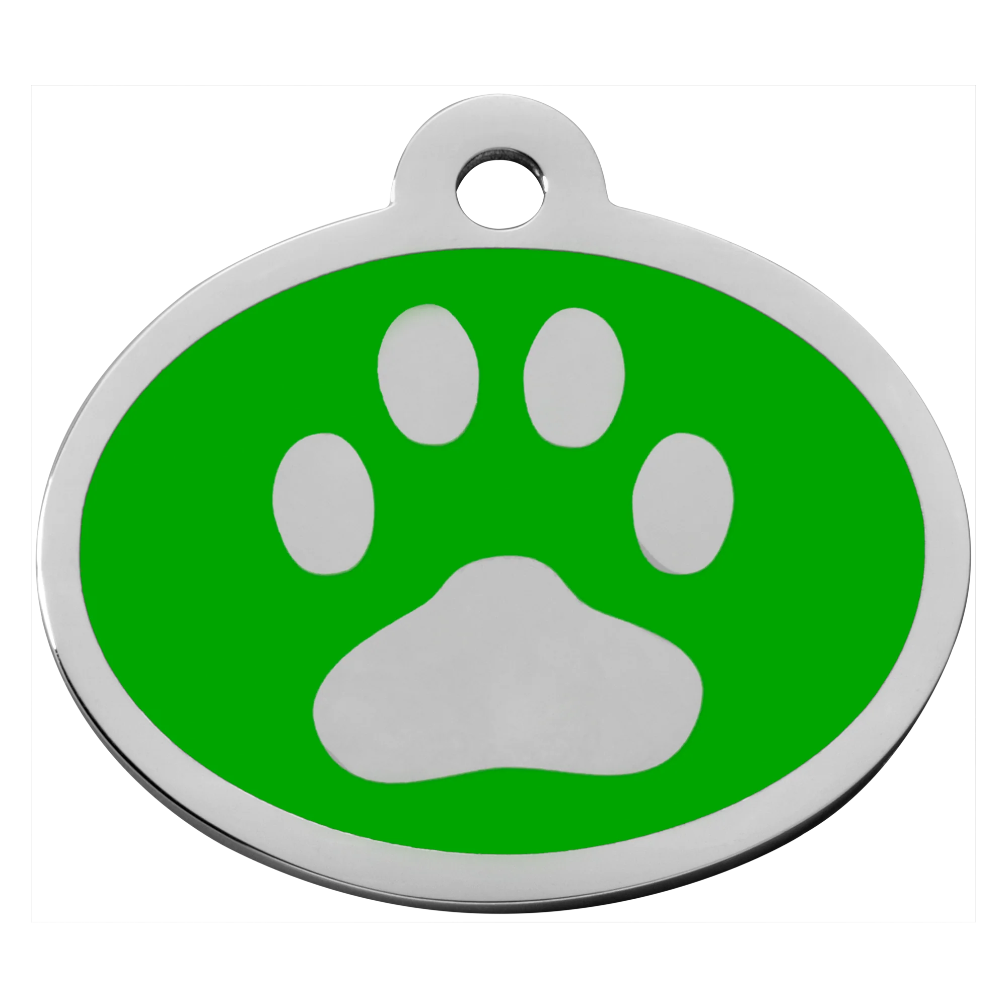 Green Oval Paw Pet Tag