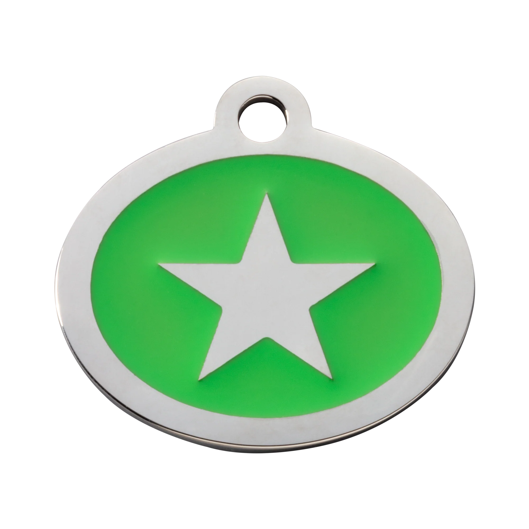 Green Oval Star Pet Tag