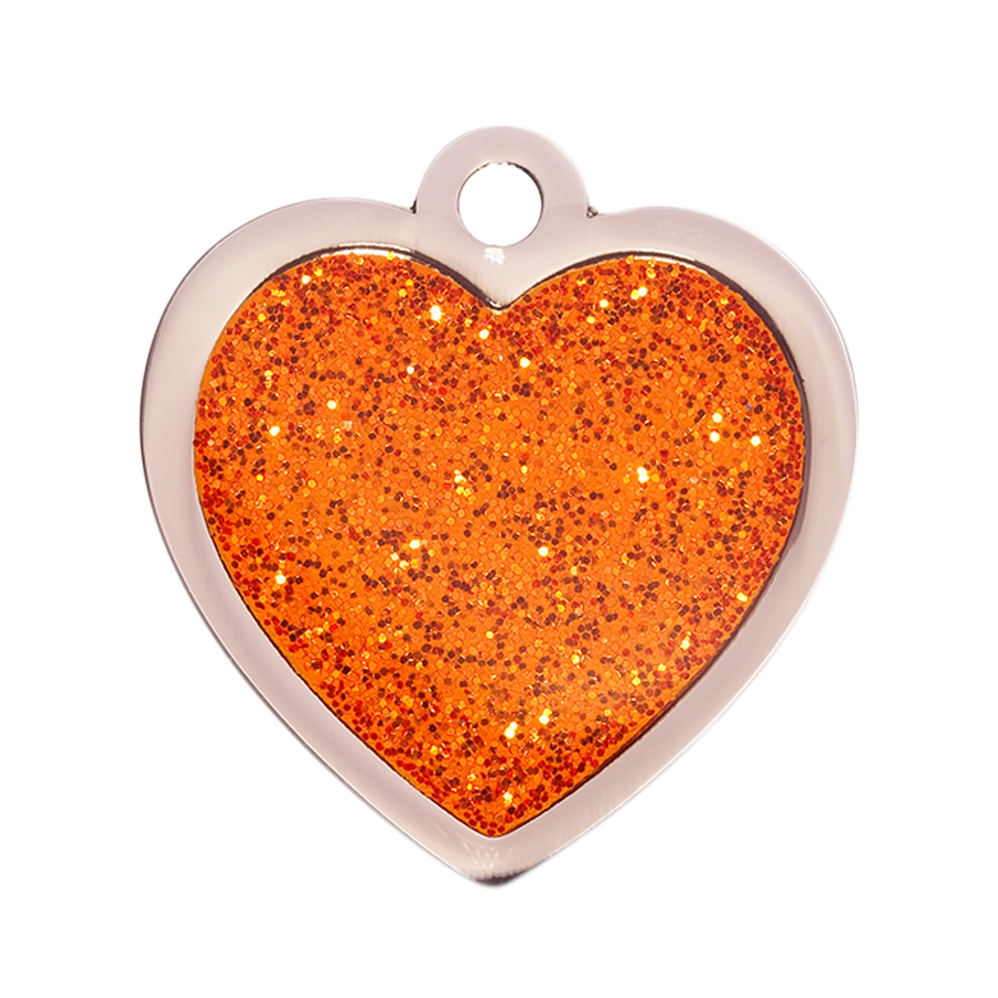 Orange Sparkle Small Heart Pet ID Tag
