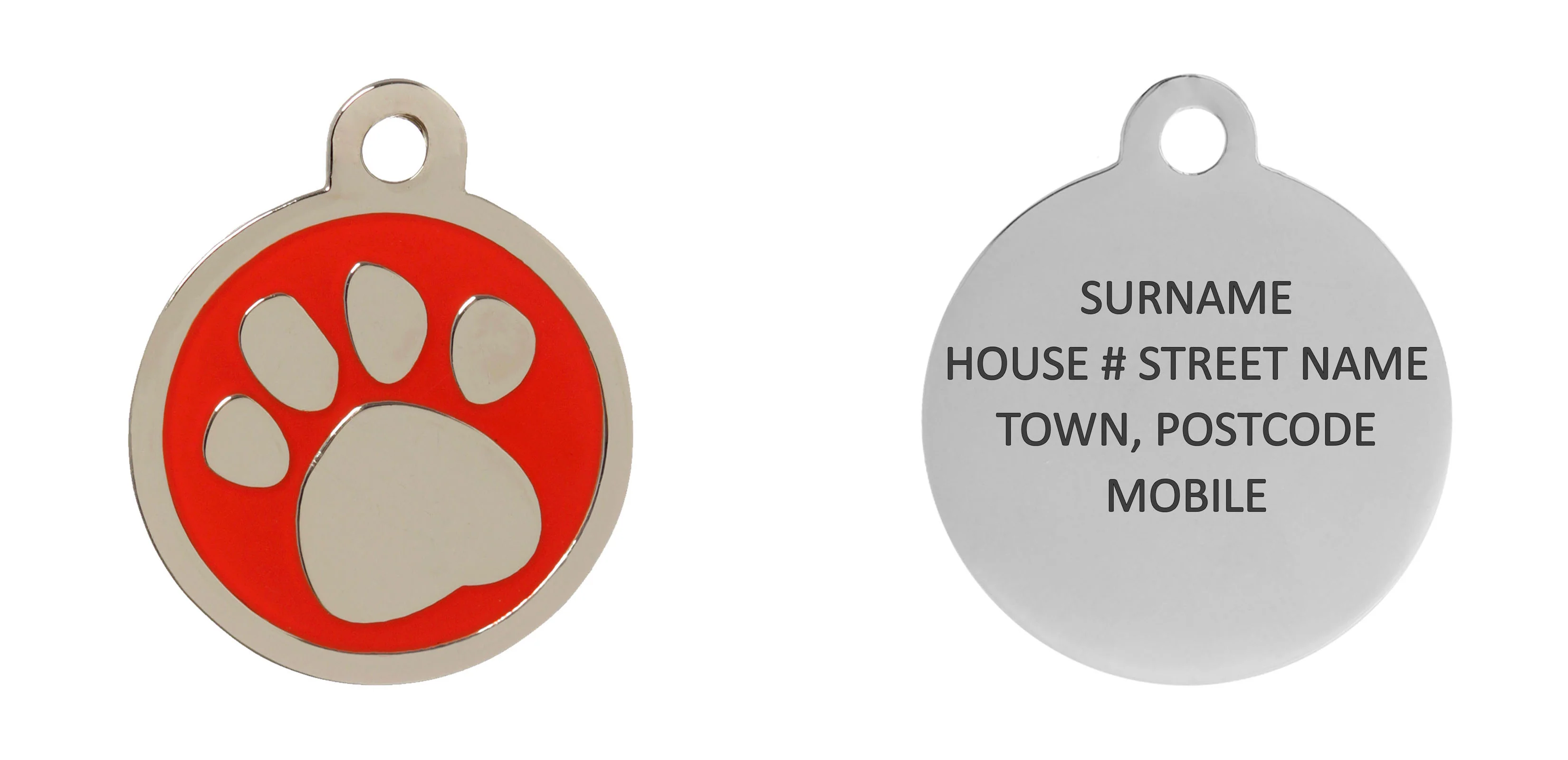 Pawprint Design Red Dog ID Tag - Image 5