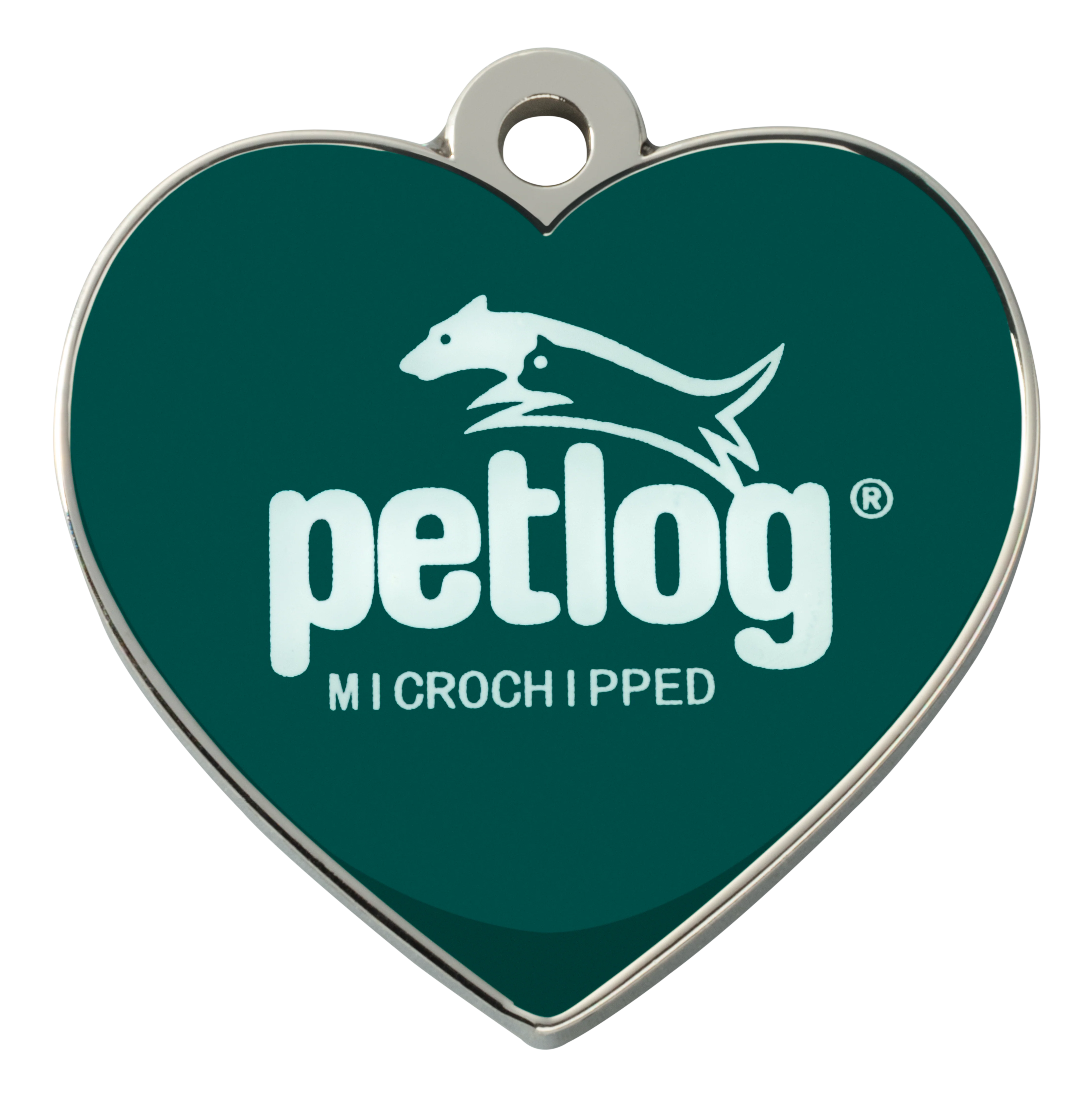 Petlog Large Green Heart ID Tag – Official Kennel Club Tag