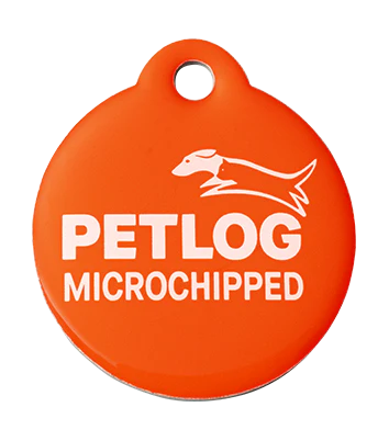 Petlog Orange Round Tag (Small) – Lightweight, Steel, Engravable