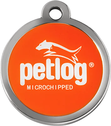 Petlog Round Orange ID Tag – Official Kennel Club Pet Tag