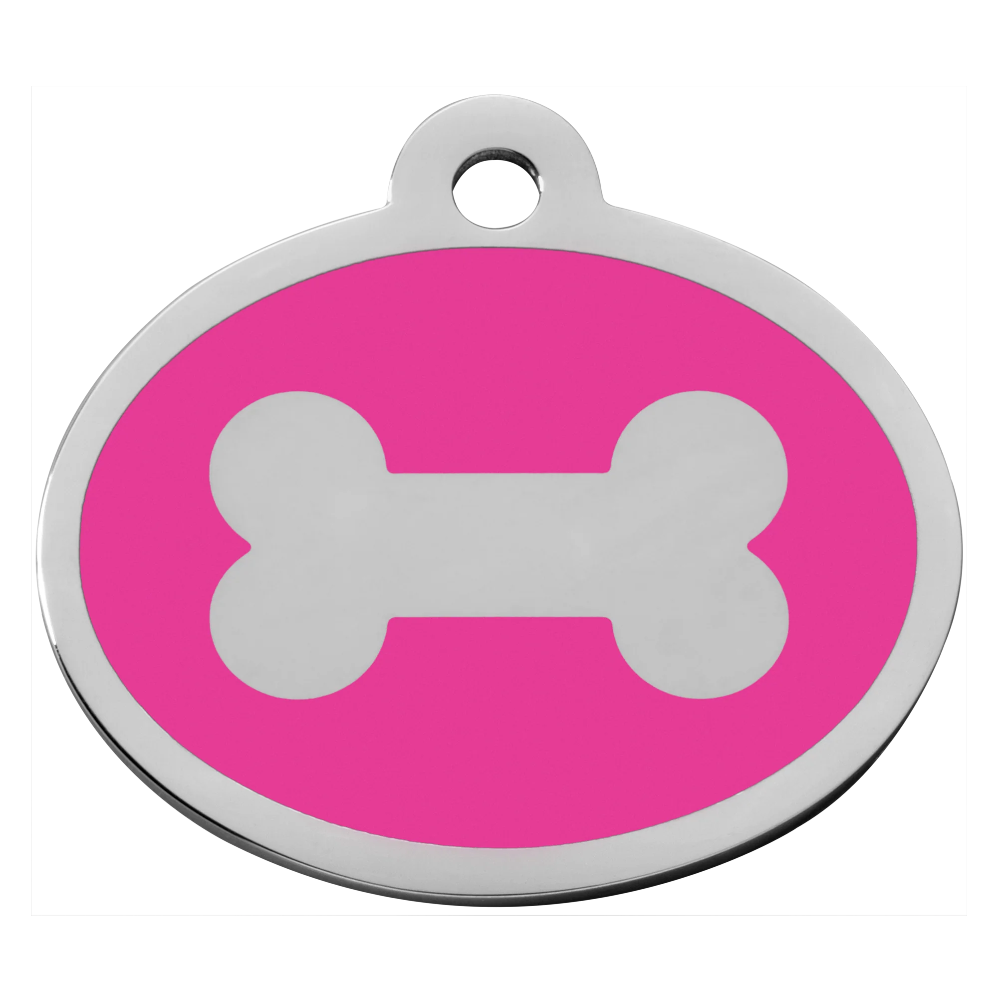 Pink Oval Bone Pet Tag