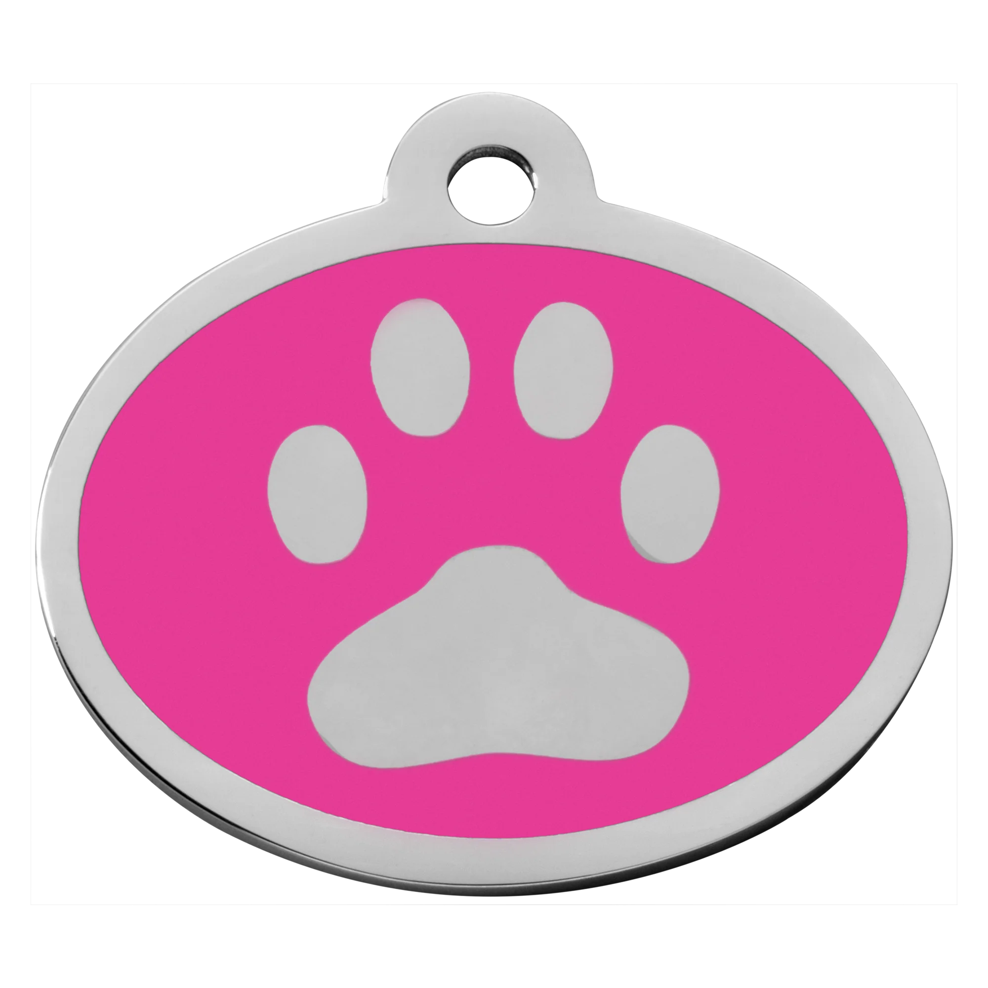 Pink Oval Paw Pet Tag
