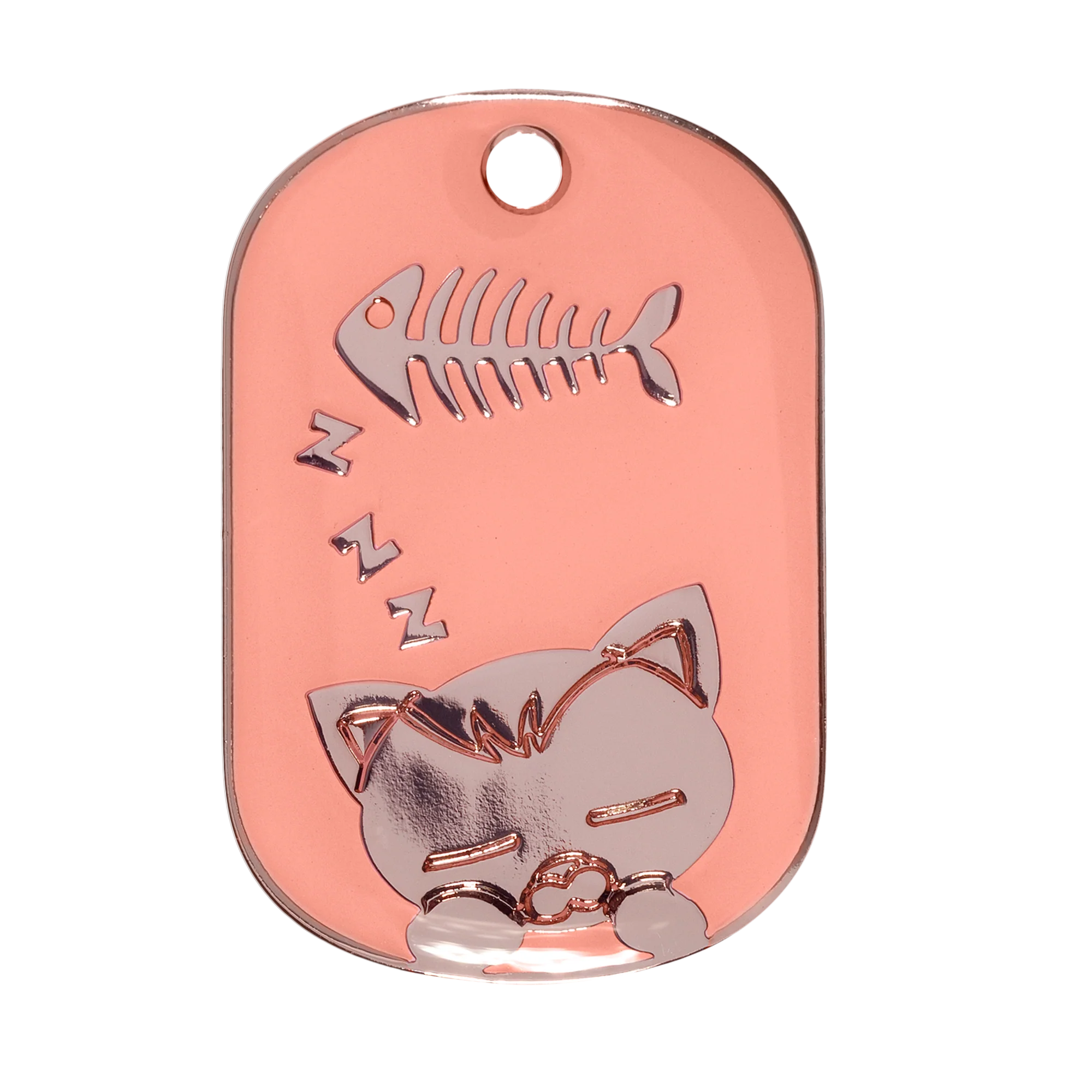 Pink Sleeping Cat Pet ID Tag