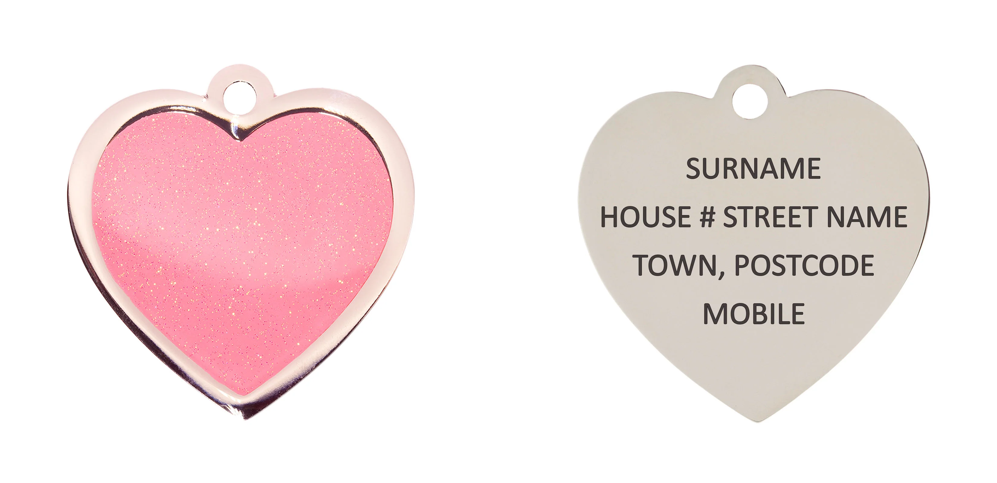 Pink Sparkle Large Heart Pet ID Tag - Image 3