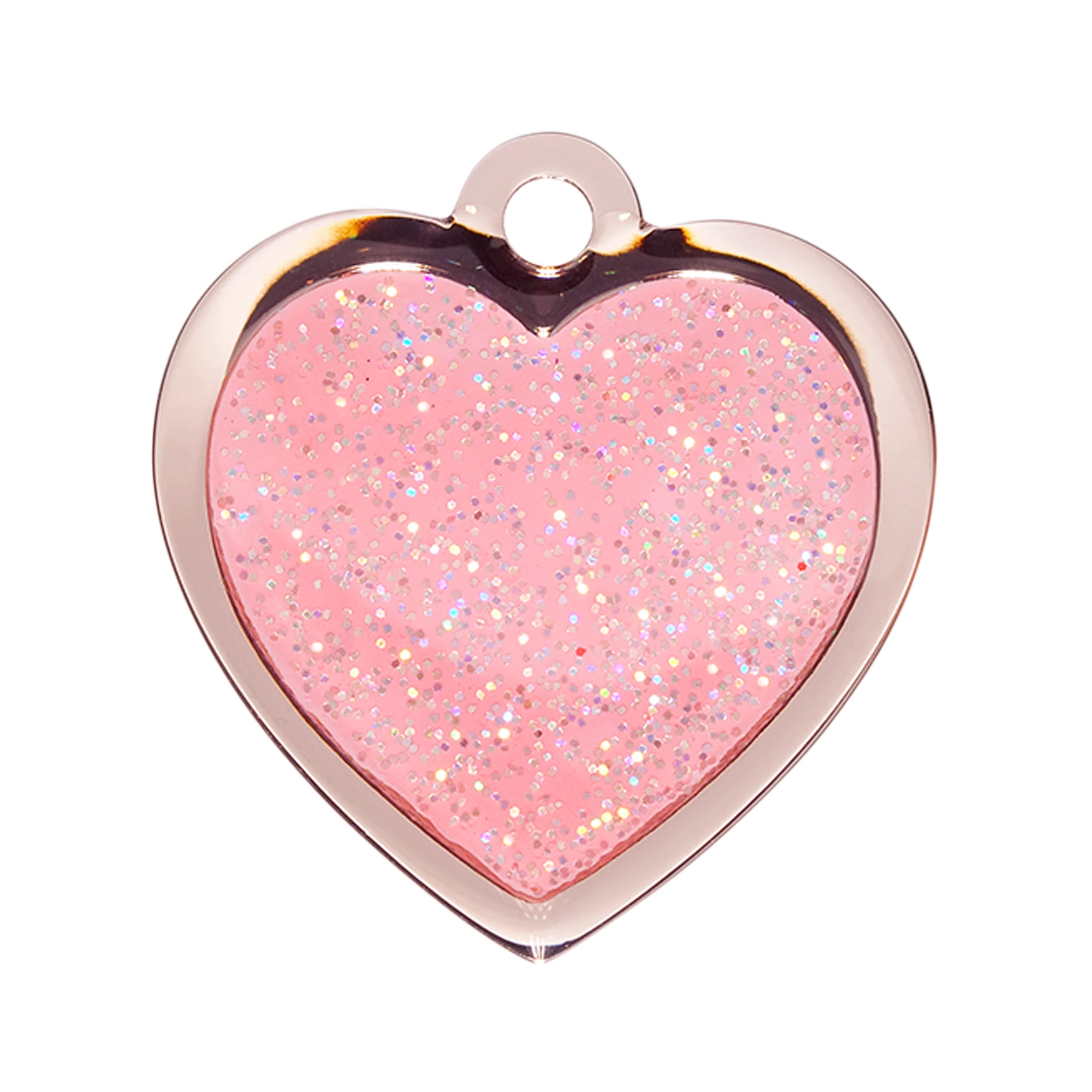 Pink Sparkle Small Heart Pet ID Tag