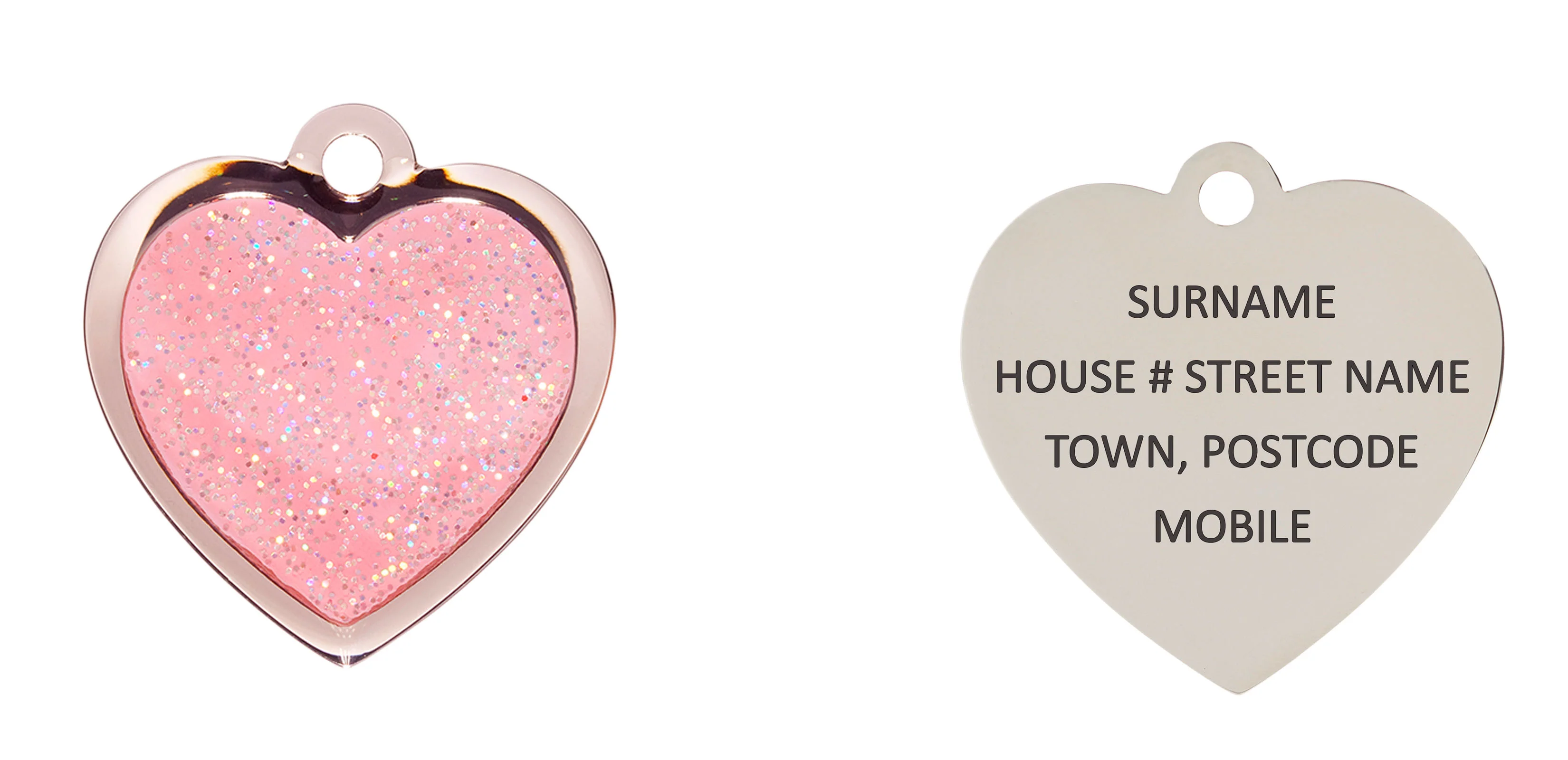 Pink Sparkle Small Heart Pet ID Tag - Image 3