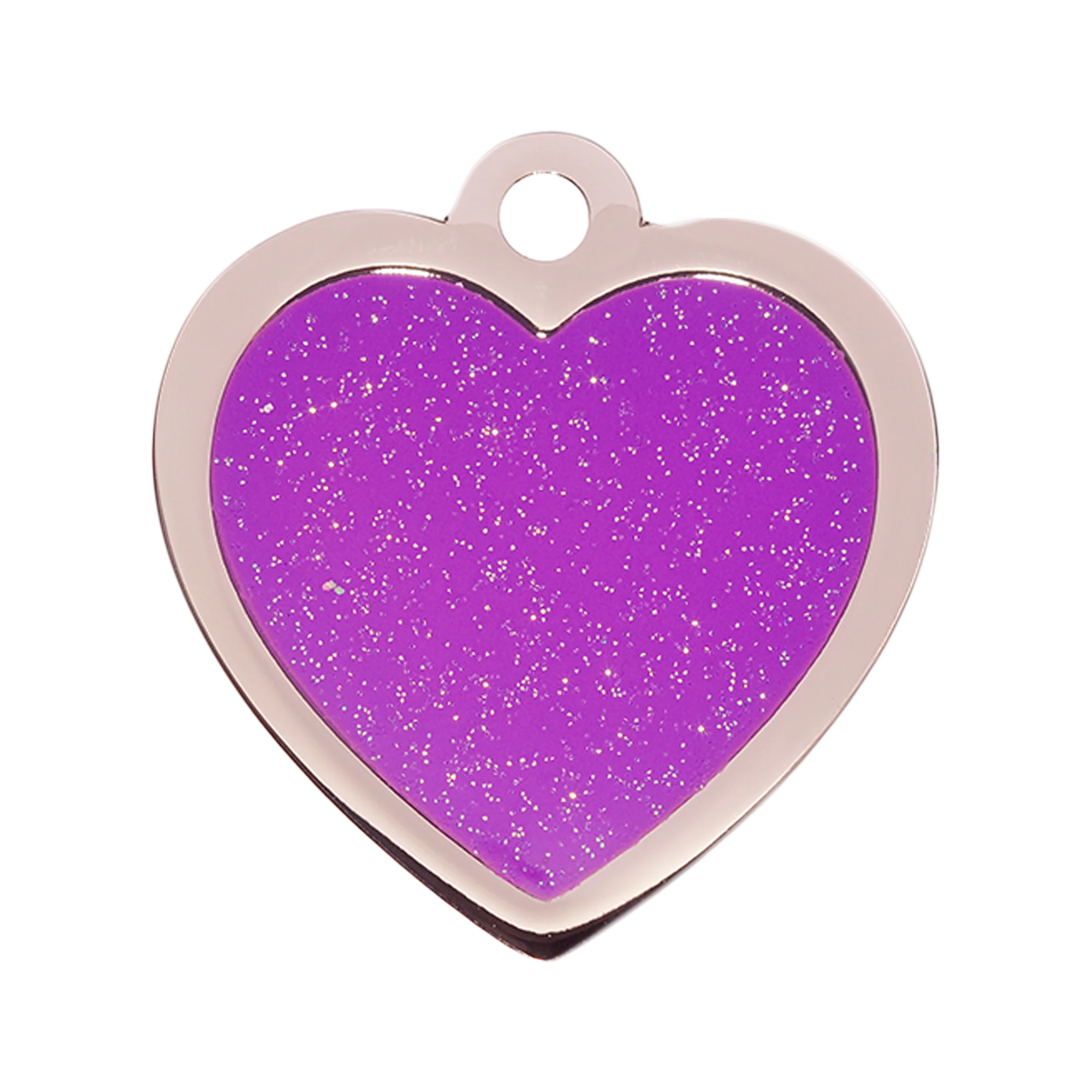 Purple Sparkle Small Heart Pet ID Tag
