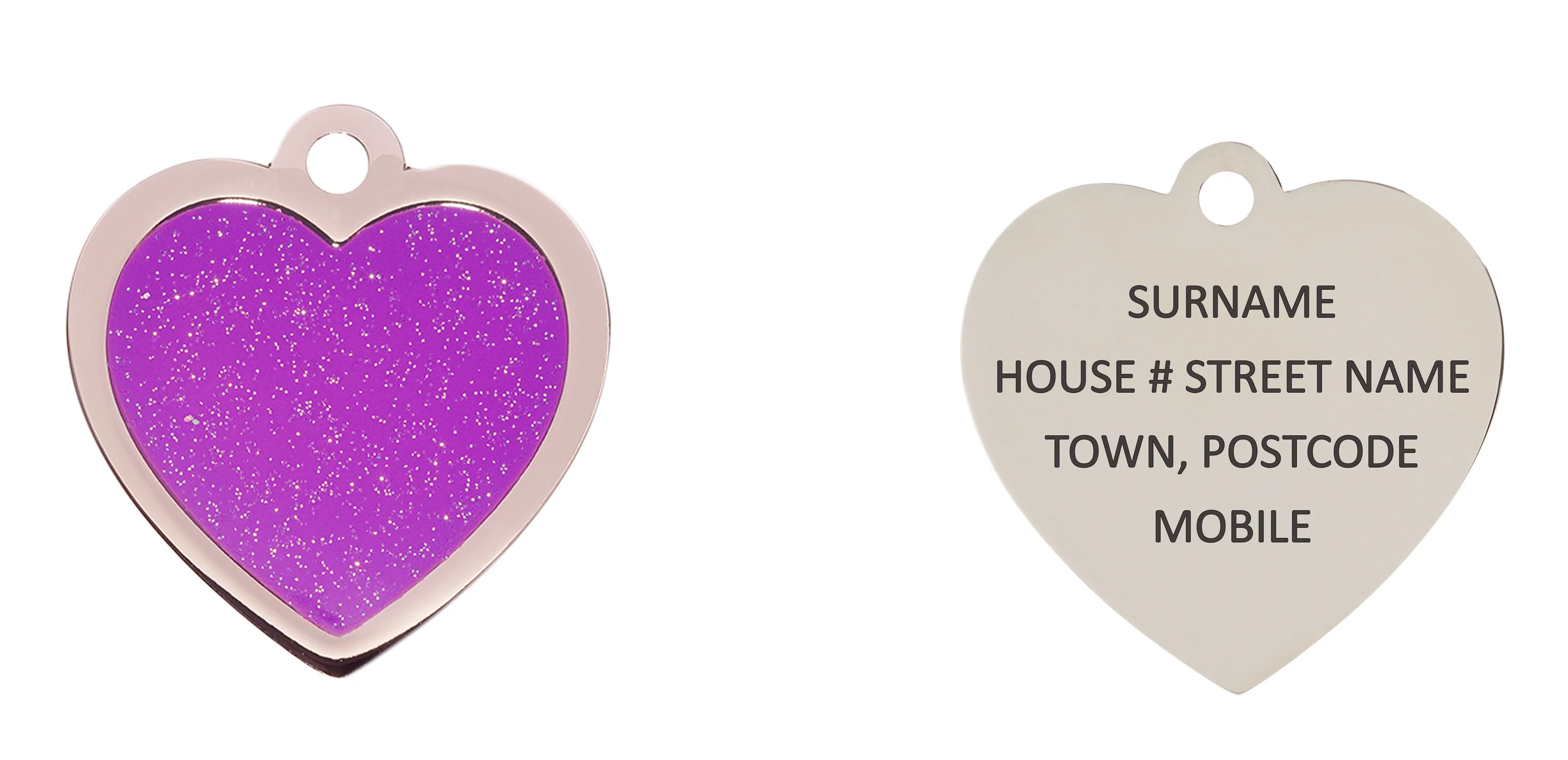 Purple Sparkle Small Heart Pet ID Tag - Image 3