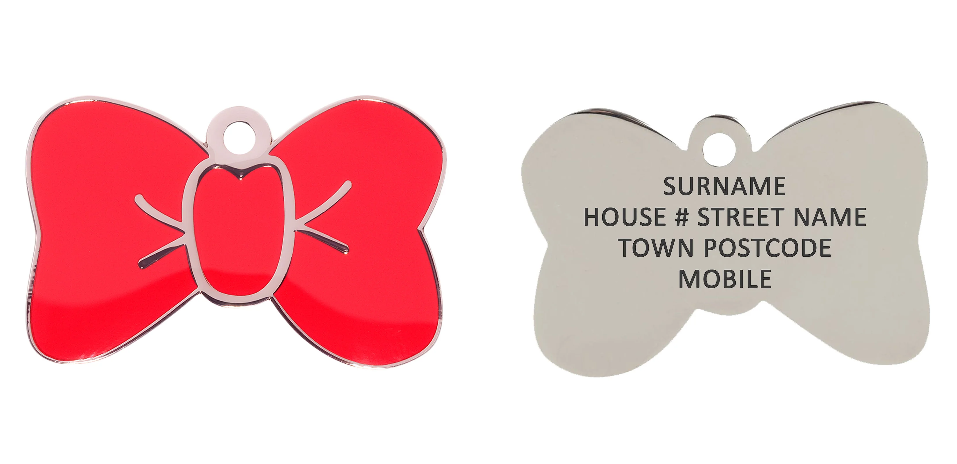Red Large Bow Tie Pet ID Tag - Image 3