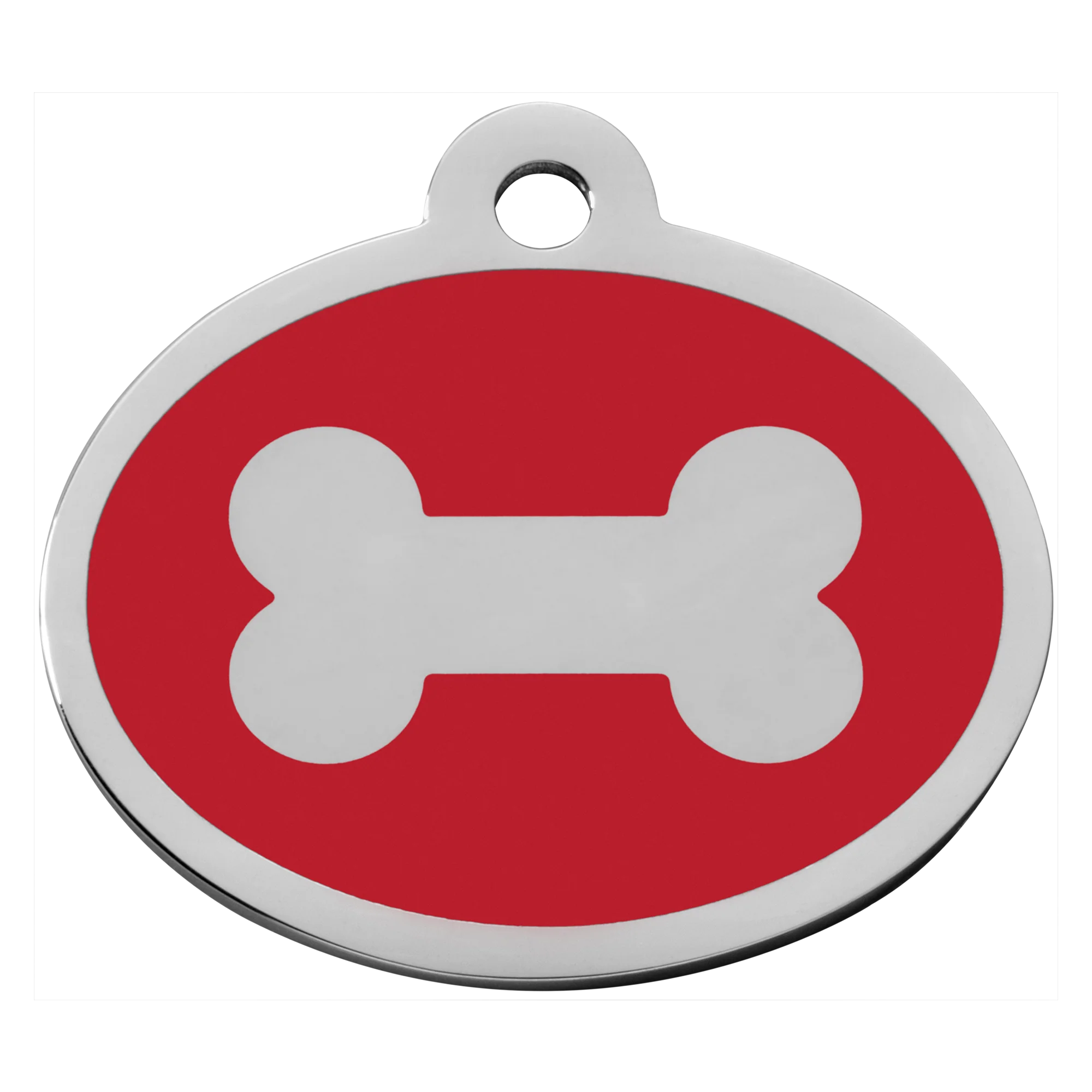 Red Oval Bone Pet Tag