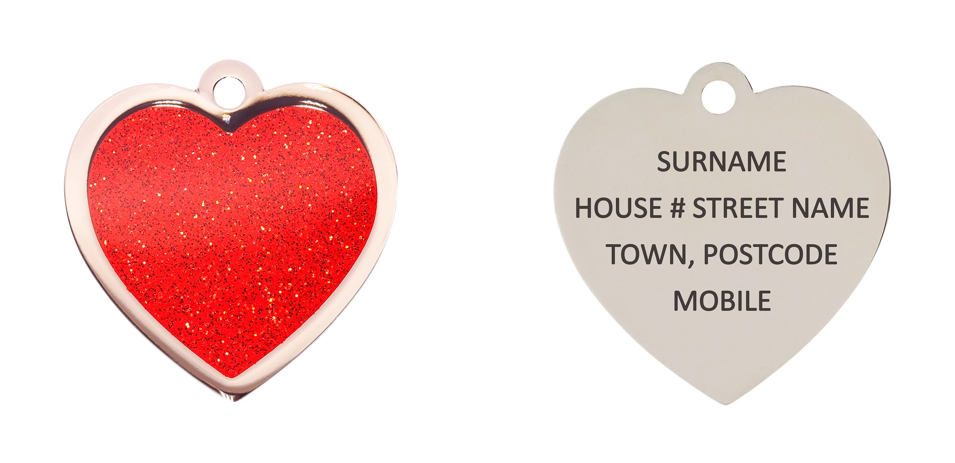 Red Sparkle Large Heart Pet ID Tag - Image 3