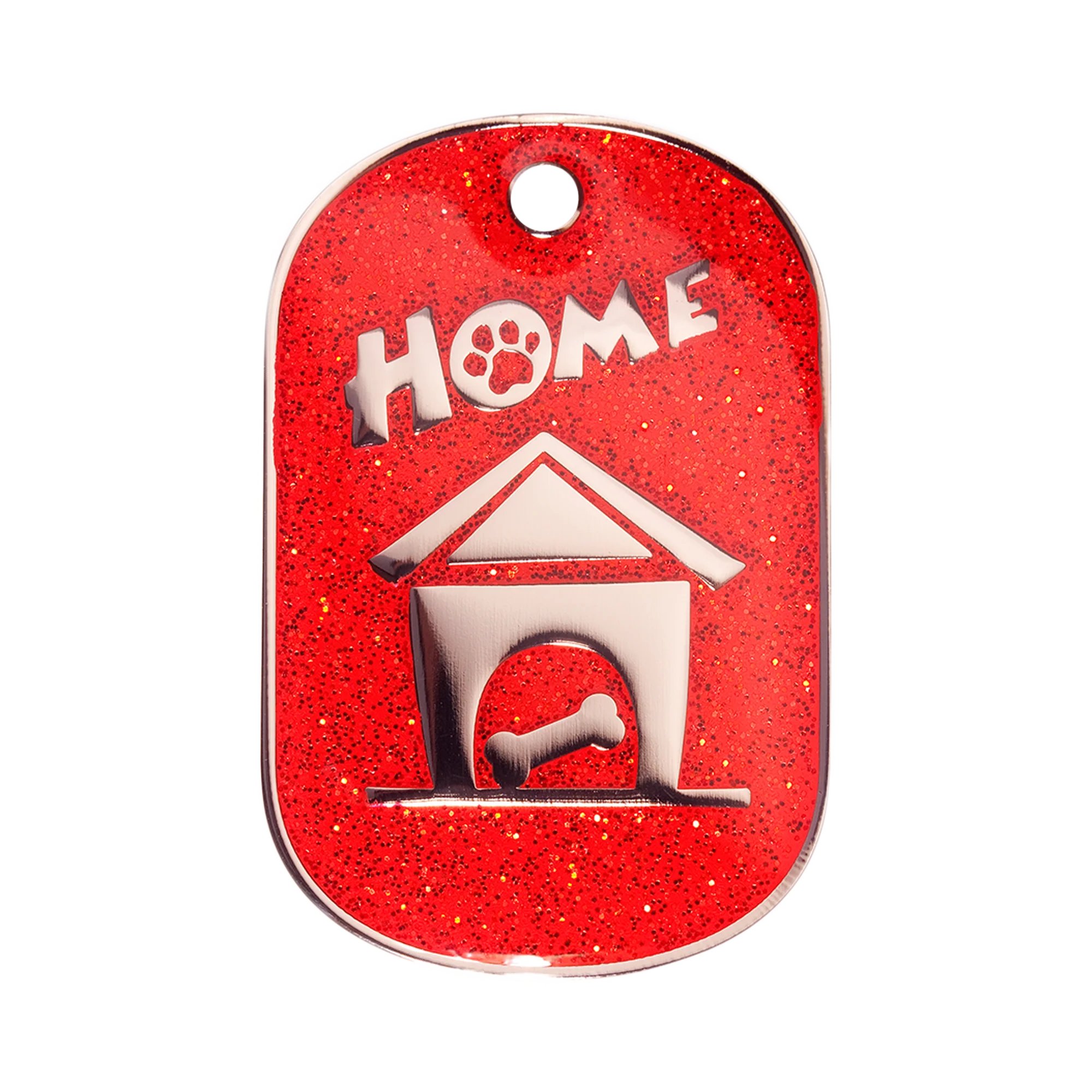 Red Sparkle Large Home Pet ID Tag