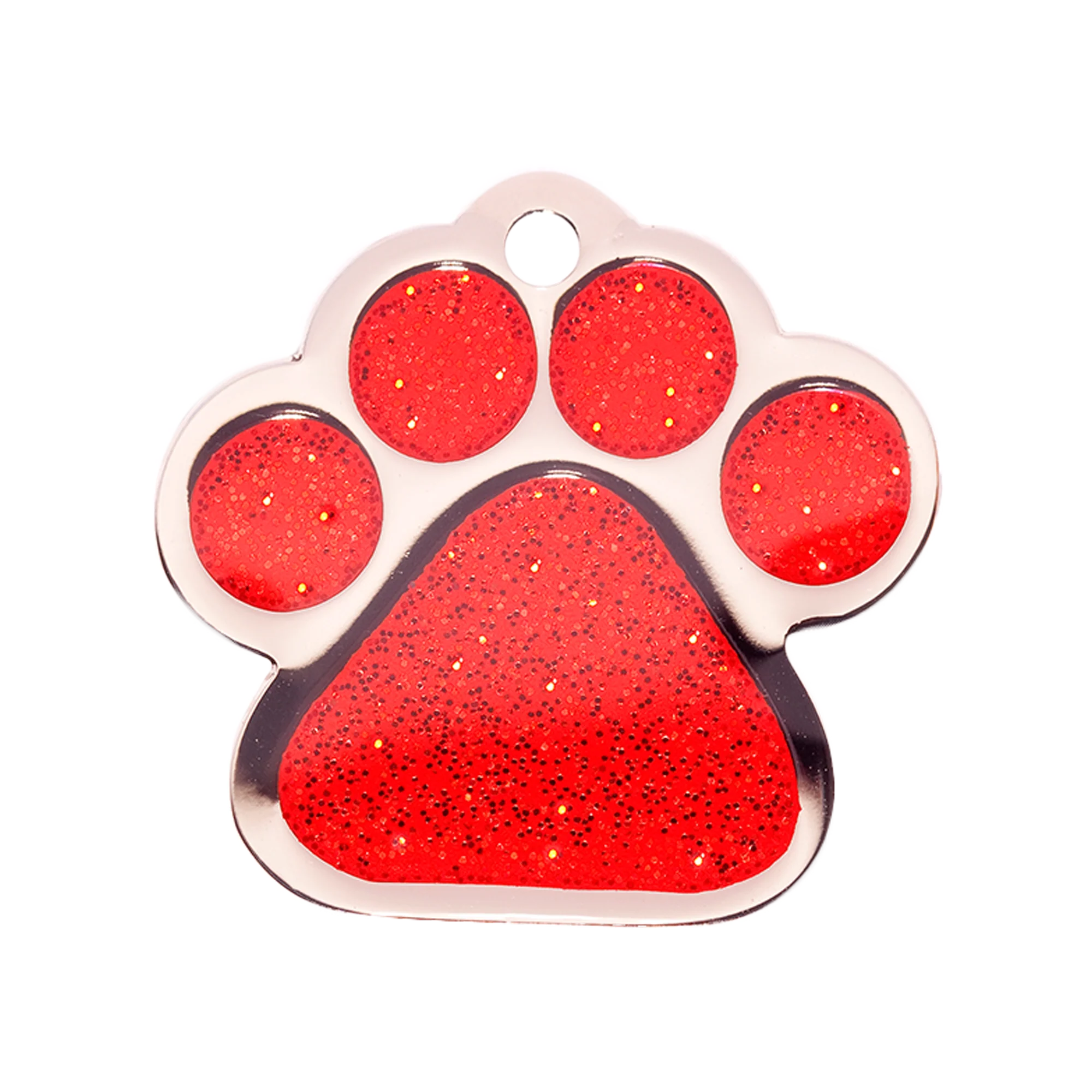 Red Sparkle Small Paw Pet ID Tag