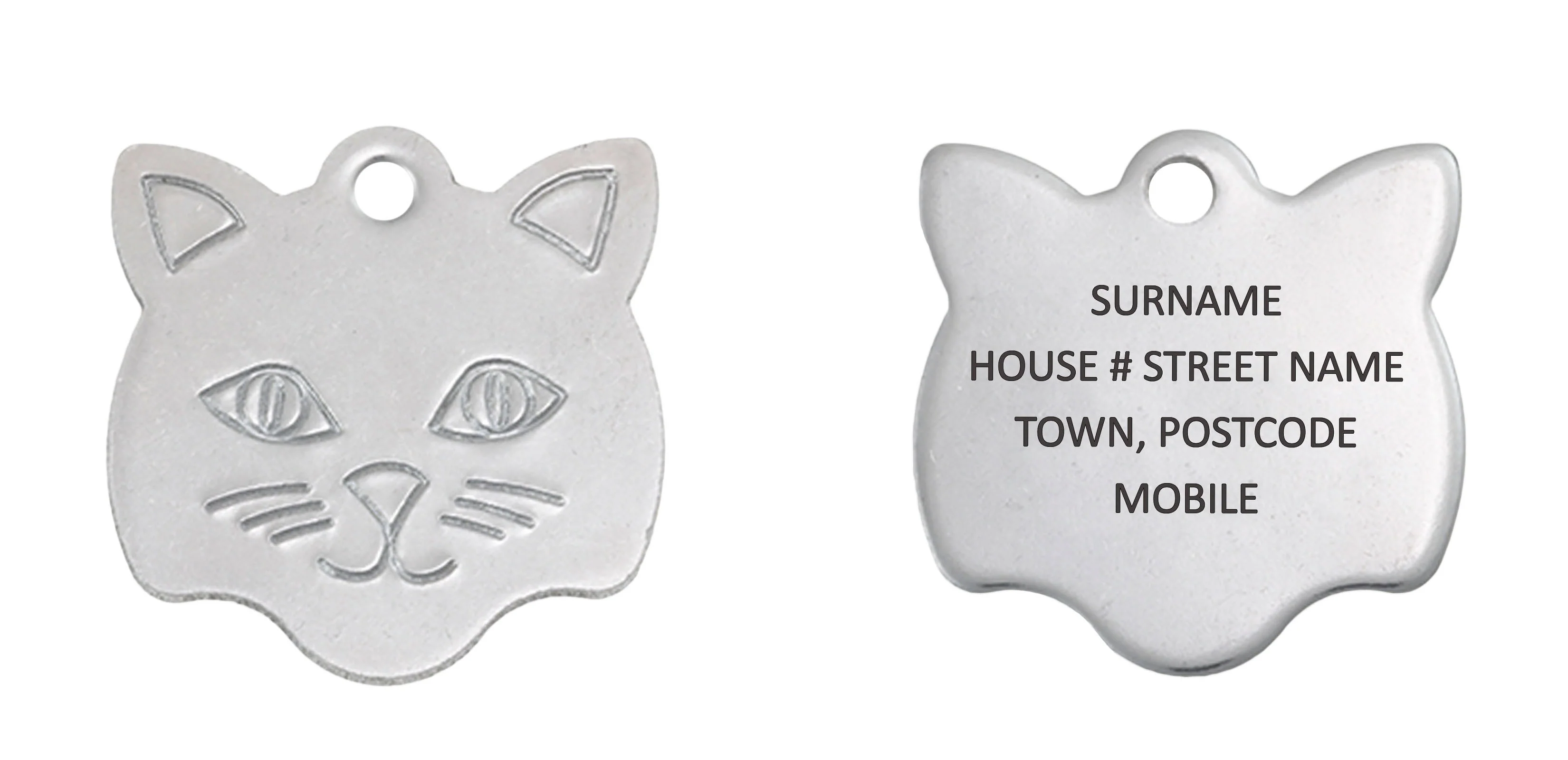 Stainless Steel Cat Face Cat ID Tag - Image 3