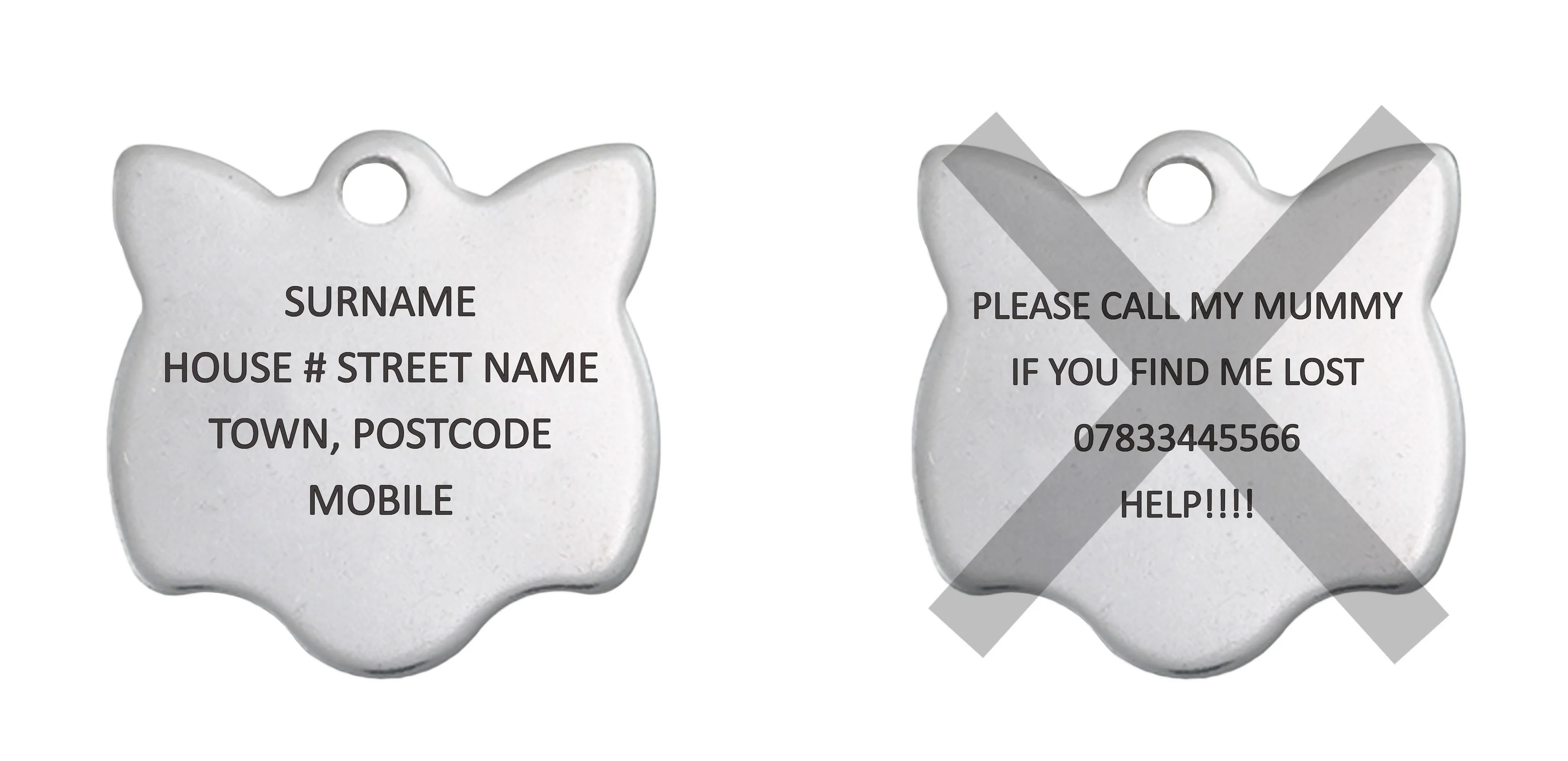 Stainless Steel Cat Face Cat ID Tag - Image 4