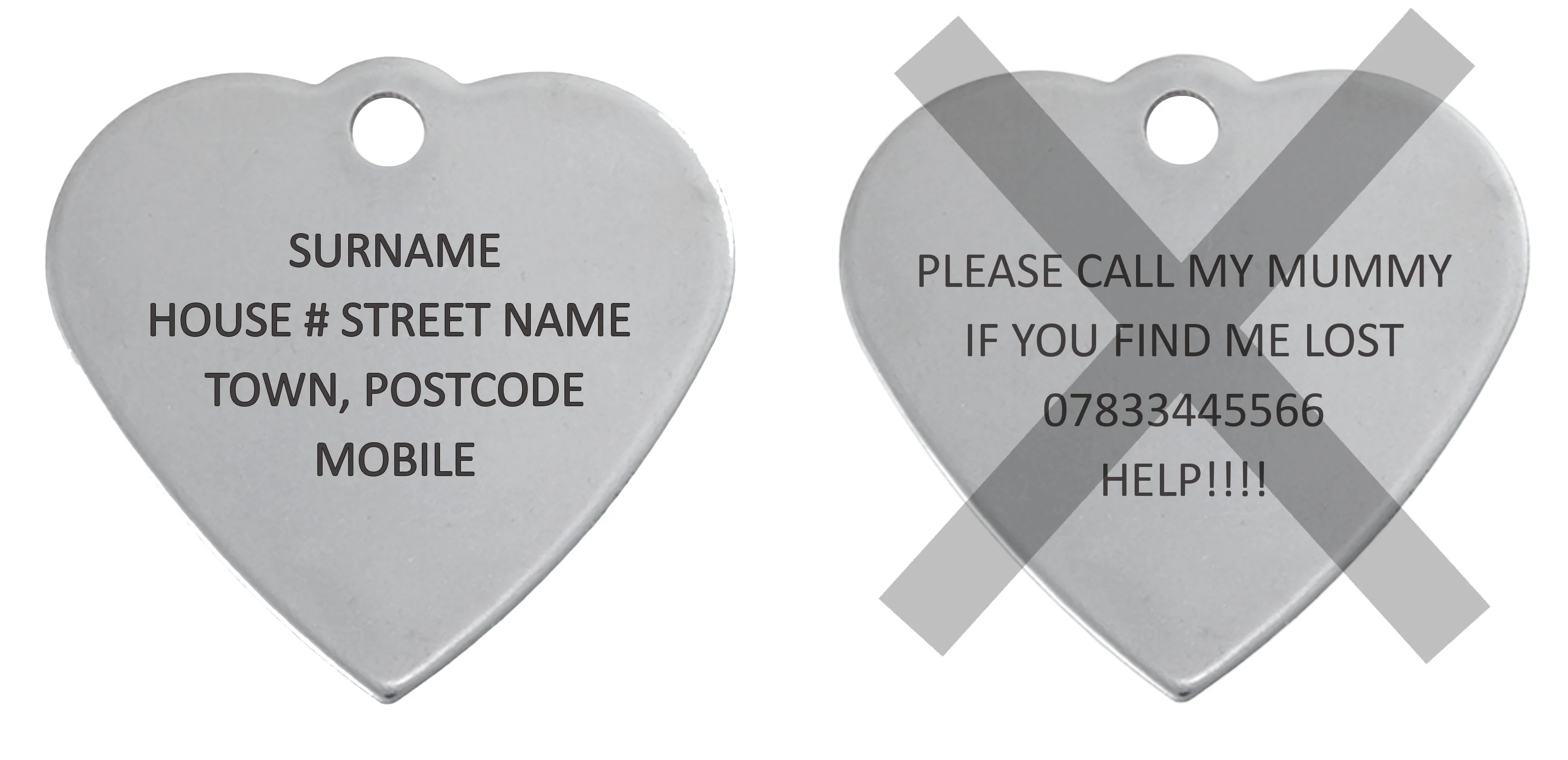 Stainless Steel Heart Pet ID Tags - Image 5