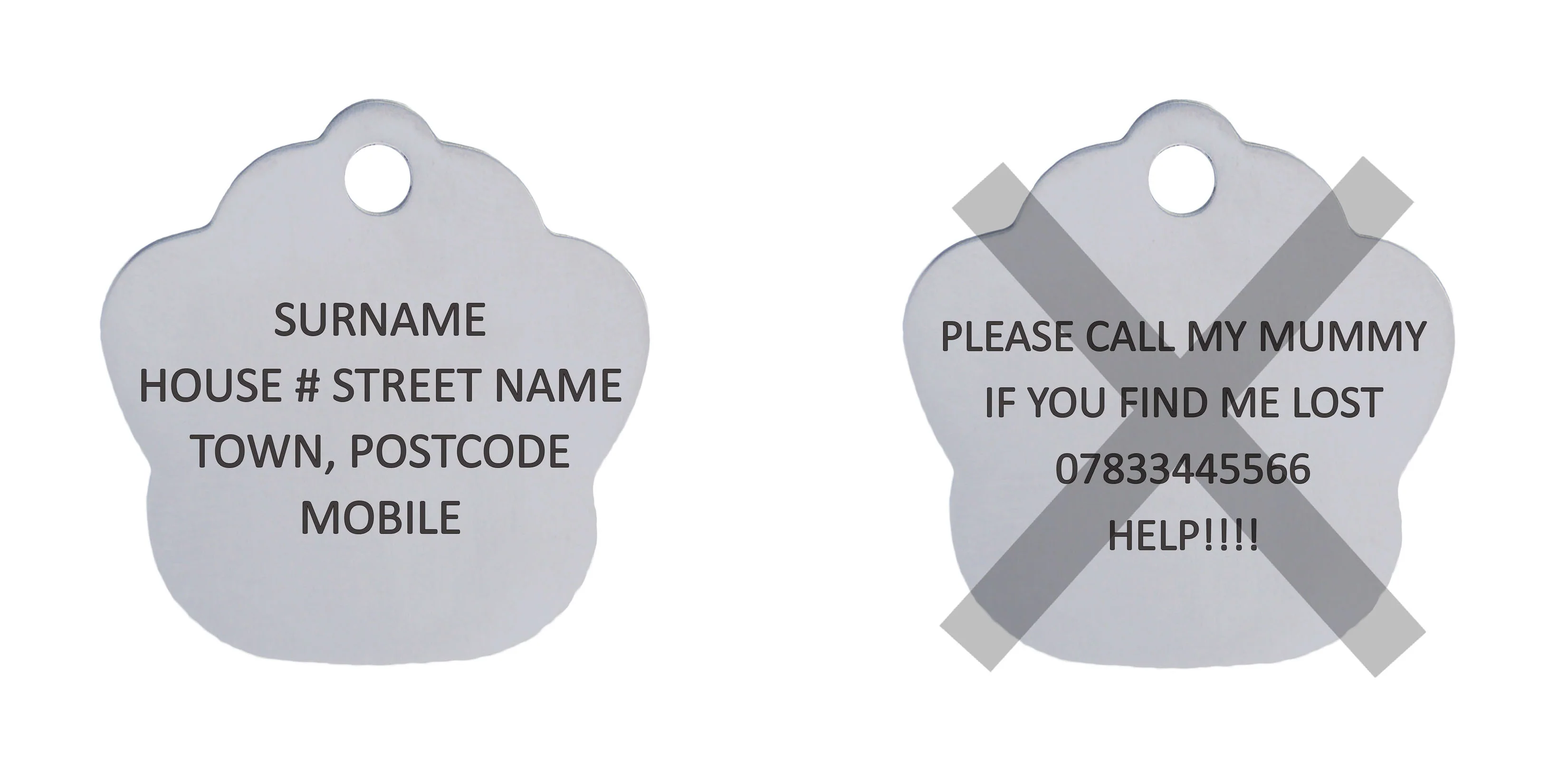Stainless Steel Pawprint Pet ID Tags - Image 4